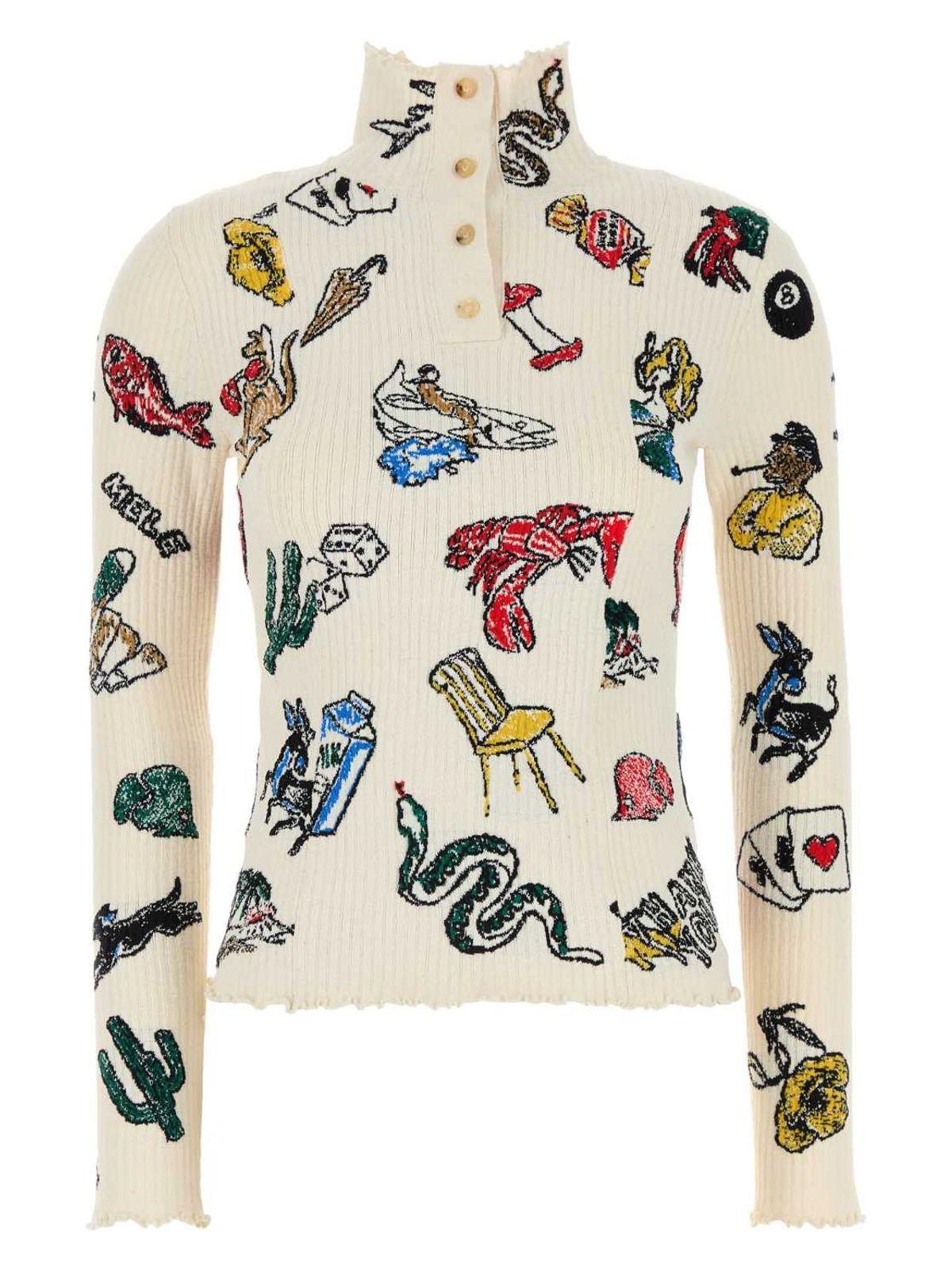 Bottega Veneta Embroidered Stretch Wool Blend Sweater