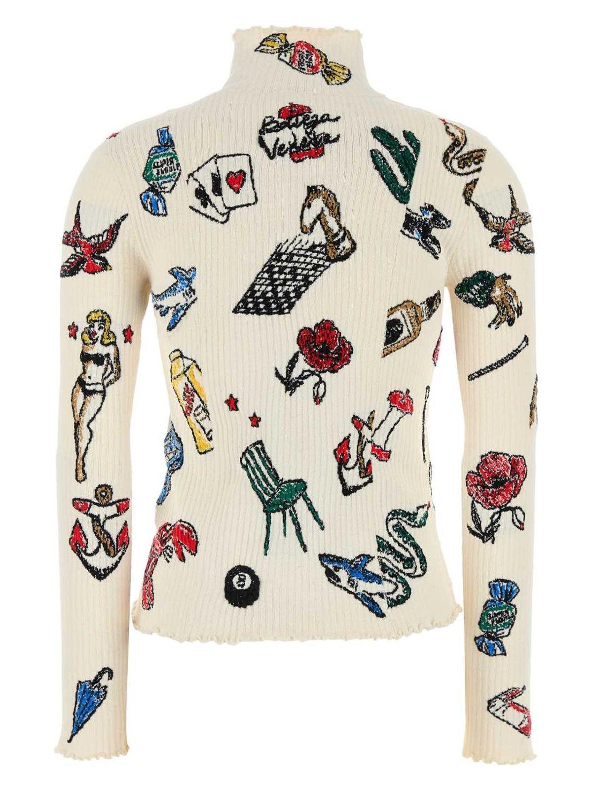 Bottega Veneta Embroidered Stretch Wool Blend Sweater