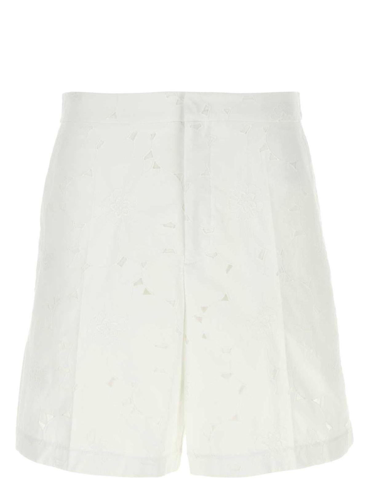 Valentino Garavani White Cotton Blend Bermuda Shorts