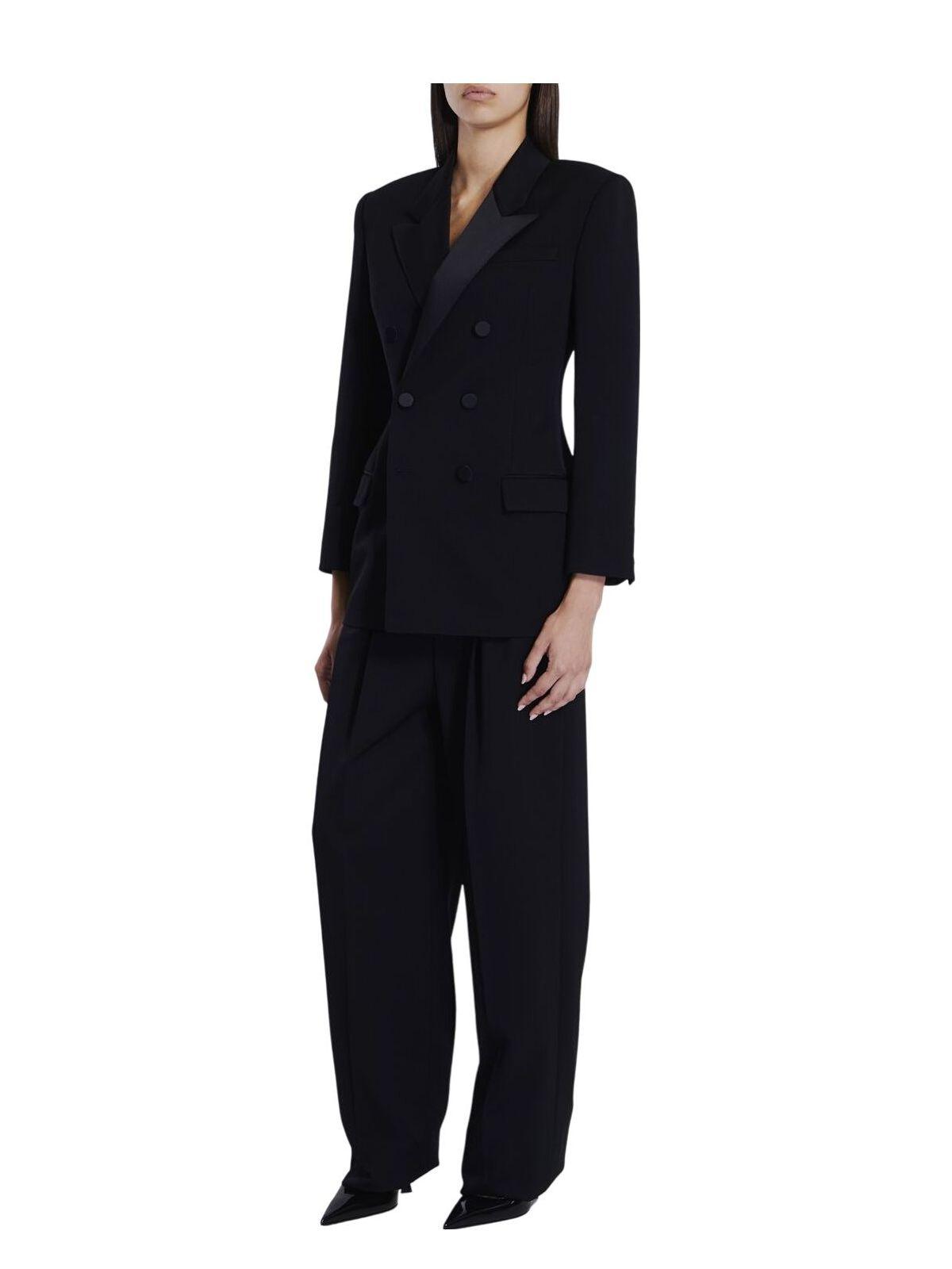 Saint Laurent Women's Wool Wide Trousers