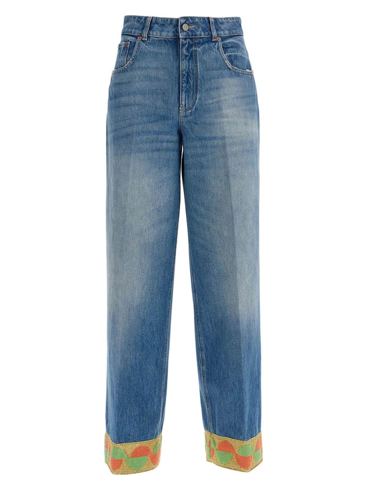 Valentino Women's Denim Jeans and Washed Jeans With Jacquard Bottoms
