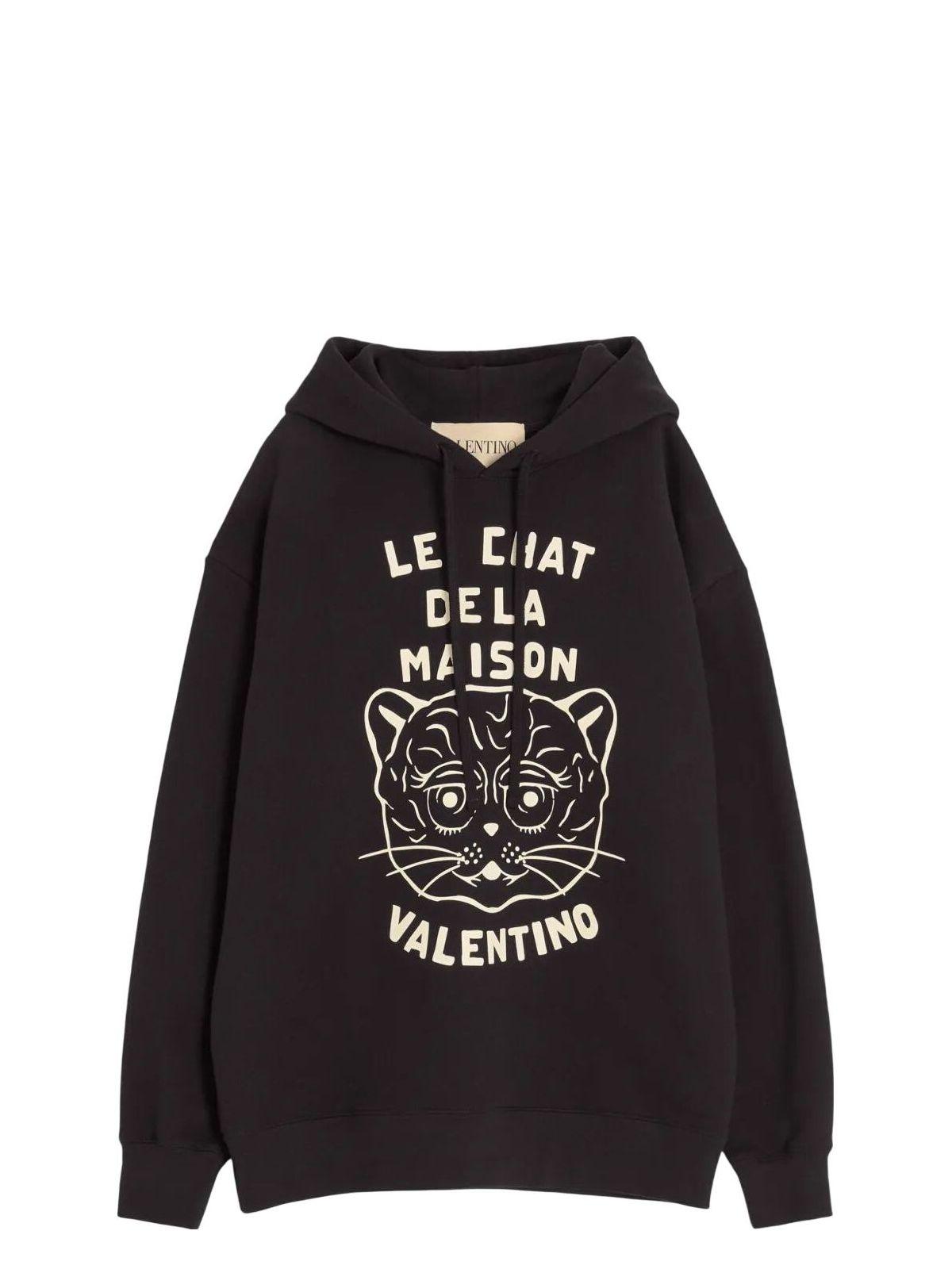 Valentino Men's Jersey Felpa Le Chat in Neroburro
