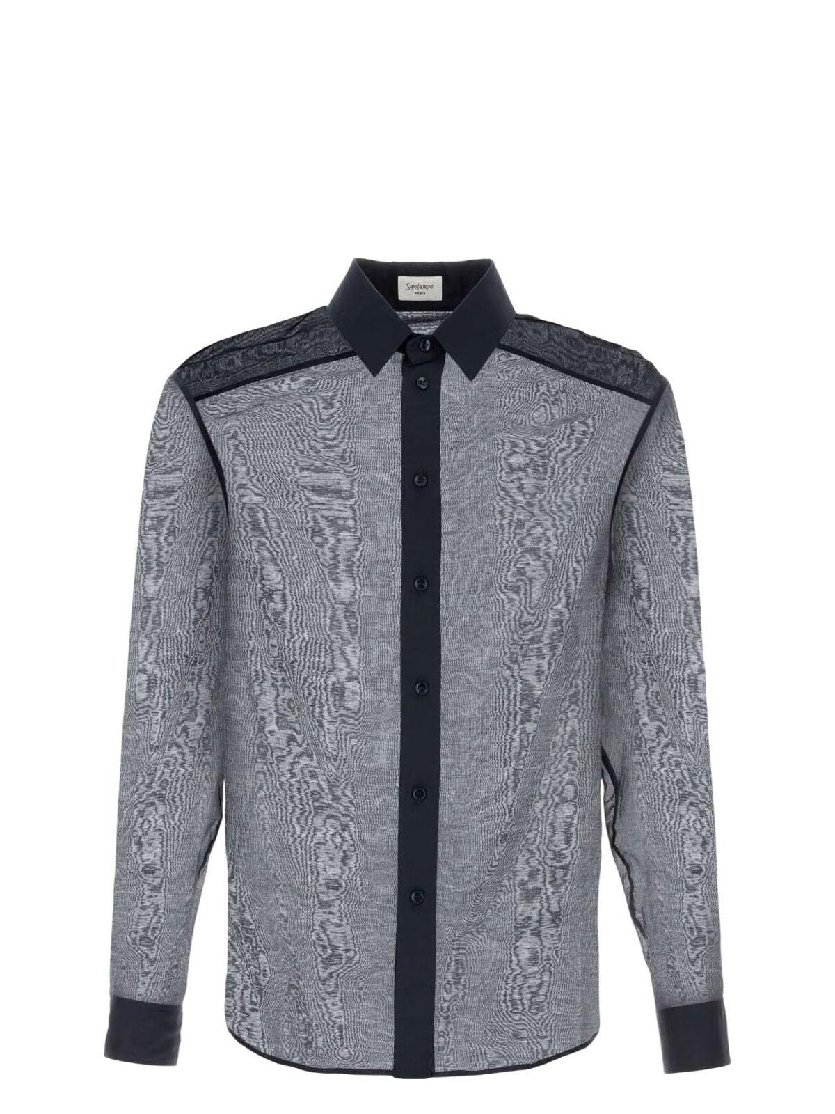 Saint Laurent Men's Silk and Cotton Blend Shirts in Blue