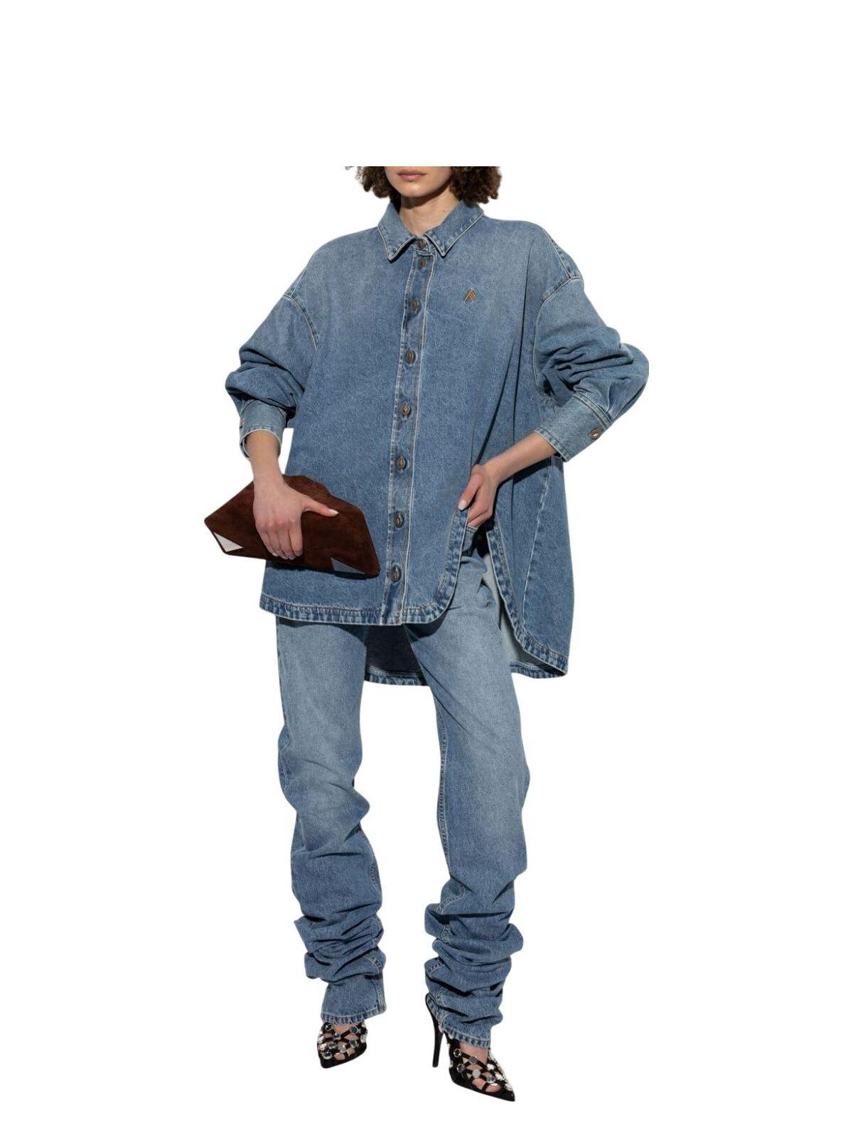 The Attico Women's 100% Cotton Casual Shirt and Diana Shirt Jacket in Blue