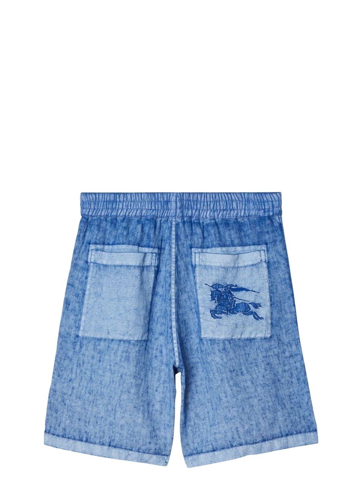 Burberry Men's Linen Shorts in Blue