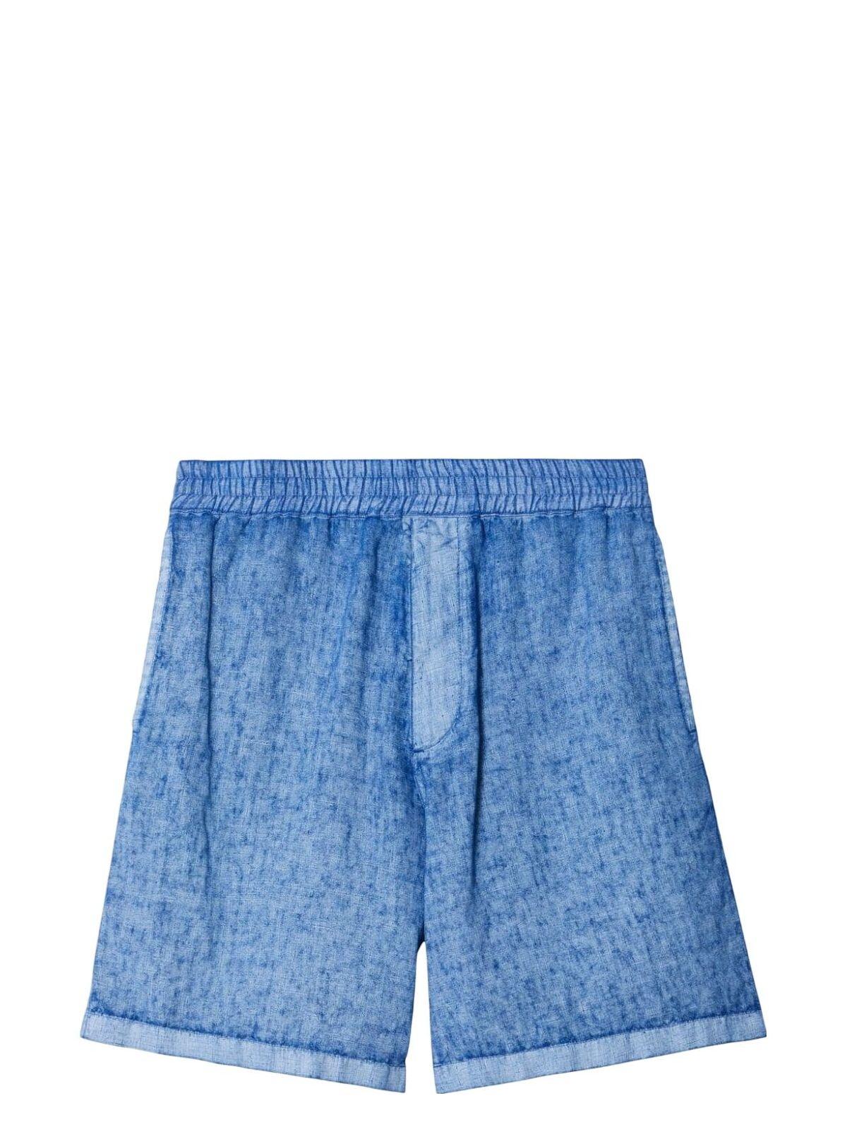 Burberry Men's Linen Shorts in Blue