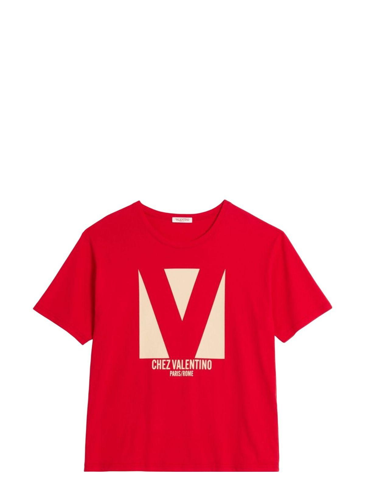 Valentino Garavani Valentino Men's Cotton T-Shirt With Chez Print in Red