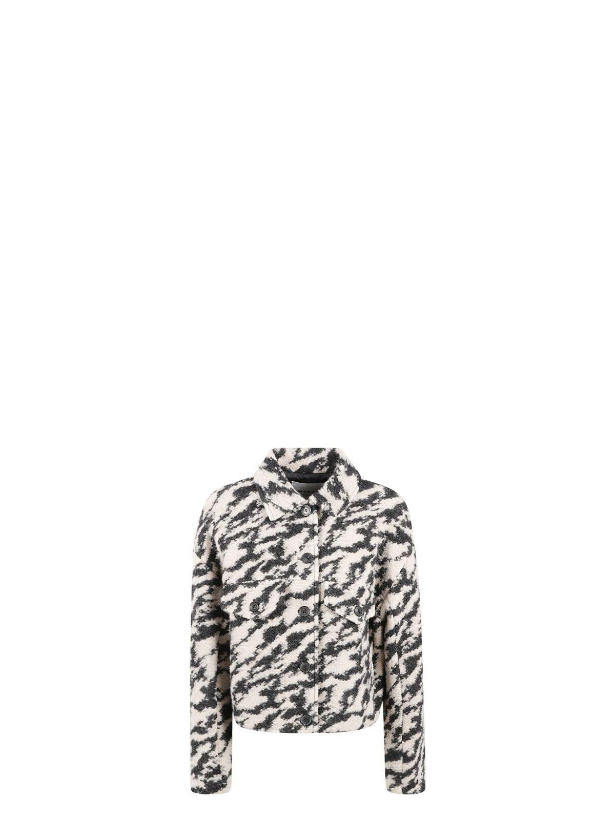Isabel Marant Women's Wool Blend Stylish Jacket in Black/Beige