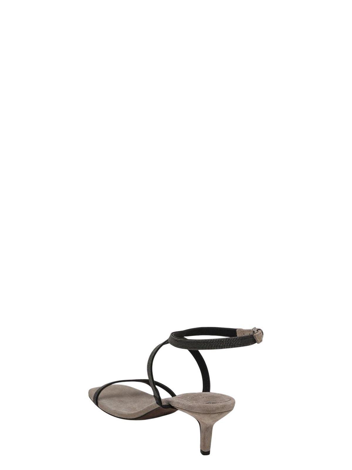 Brunello Cucinelli Women's Sandal City With Precious Straps in Grey