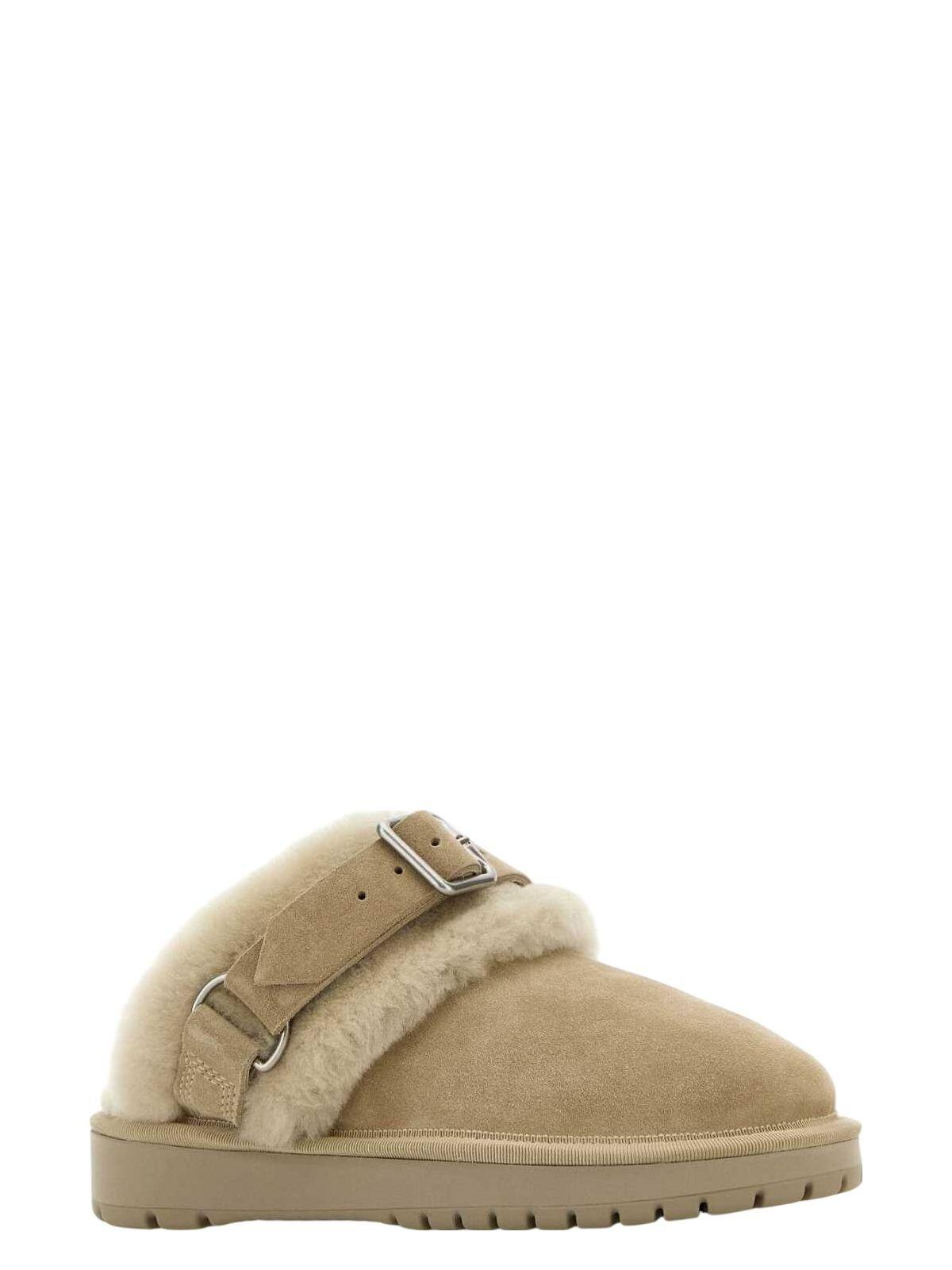 Burberry Beige Suede Chubby Slippers Mules