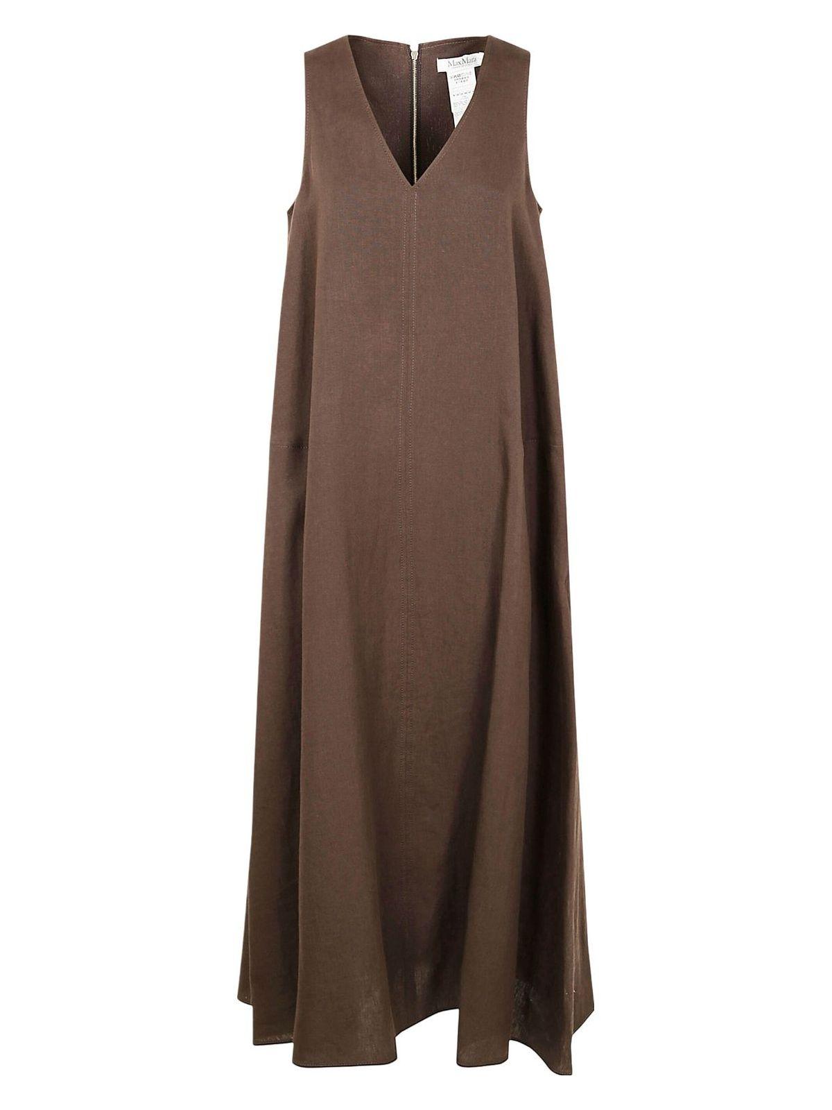 Max Mara Women's Simeone Linen Sleeveless Dress in Brown