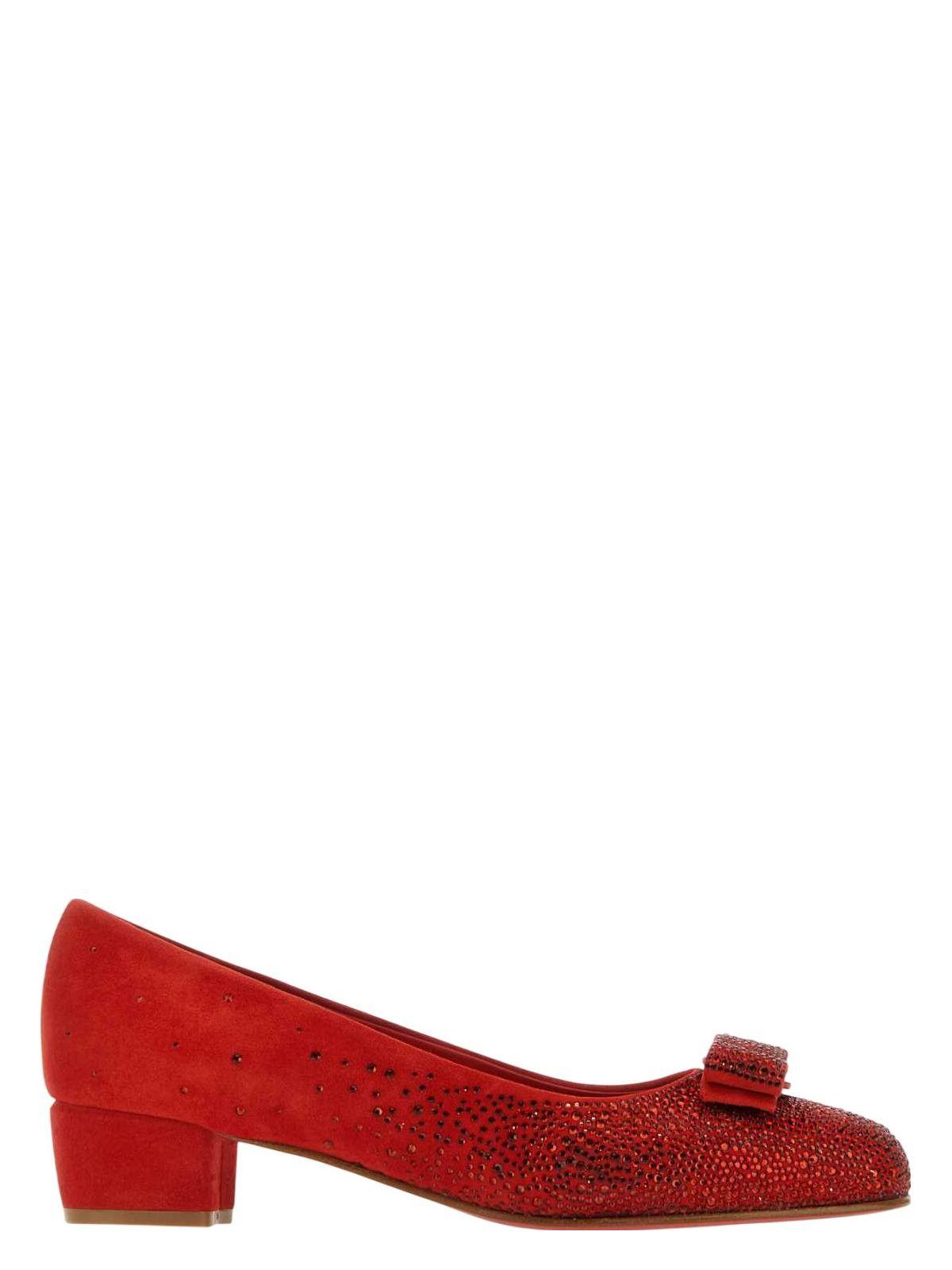 Ferragamo Women's Suede Vara Pumps in Red