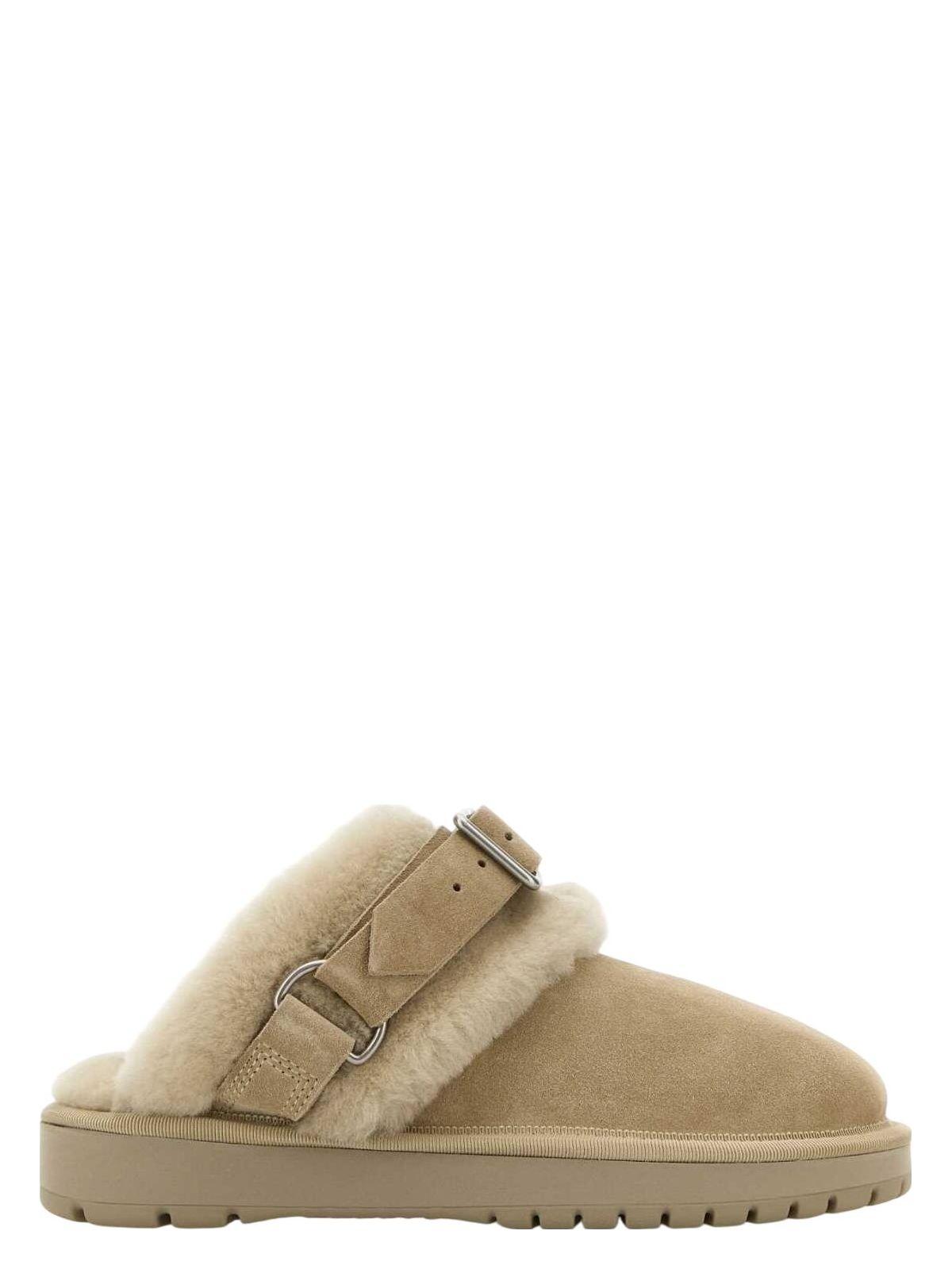 Burberry Beige Suede Chubby Slippers Mules