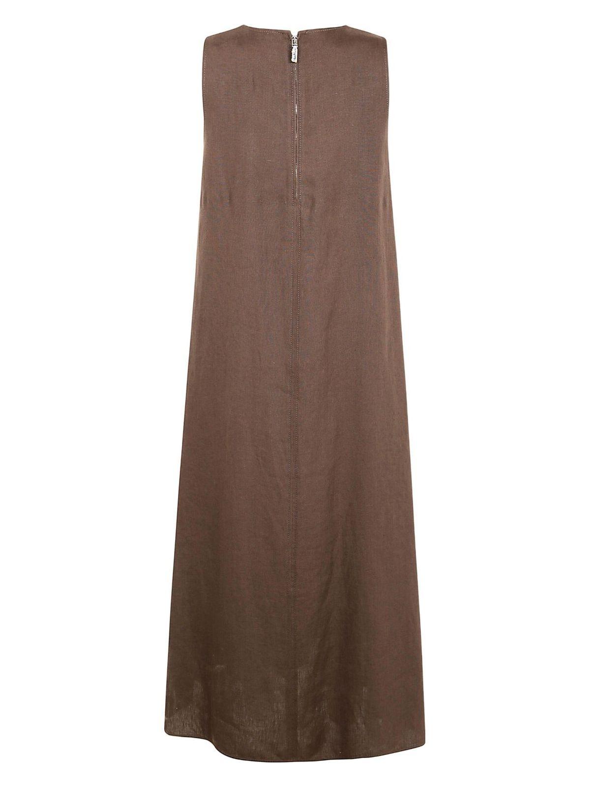 Max Mara Women's Simeone Linen Sleeveless Dress in Brown