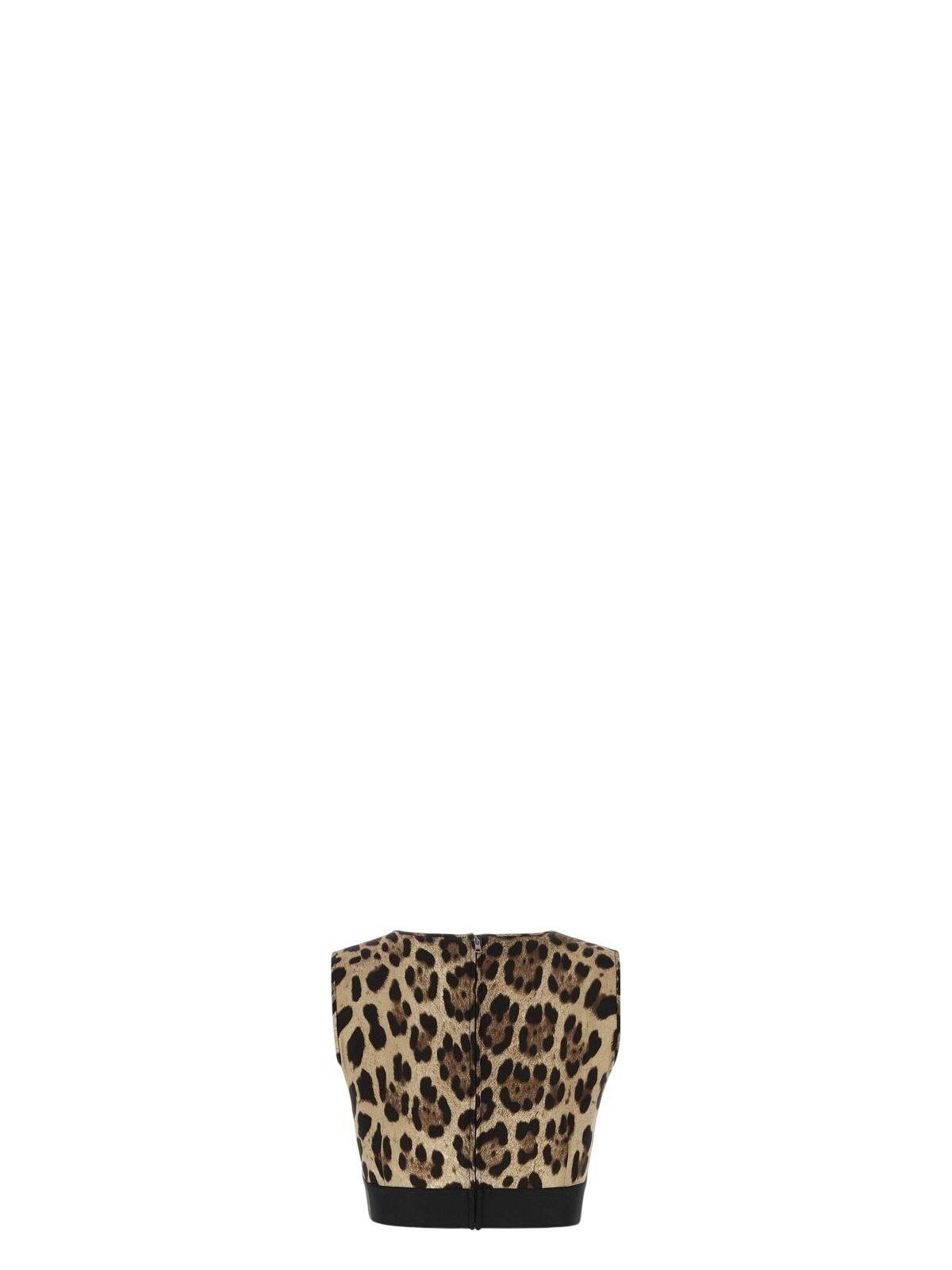 Dolce & Gabbana Women's Printed Charmeuse Top in Animal Print