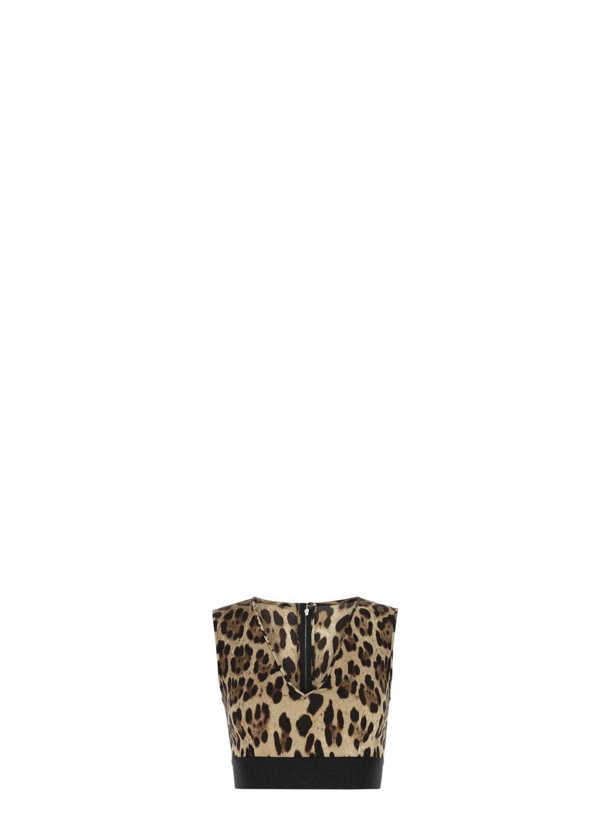 Dolce & Gabbana Women's Printed Charmeuse Top in Animal Print