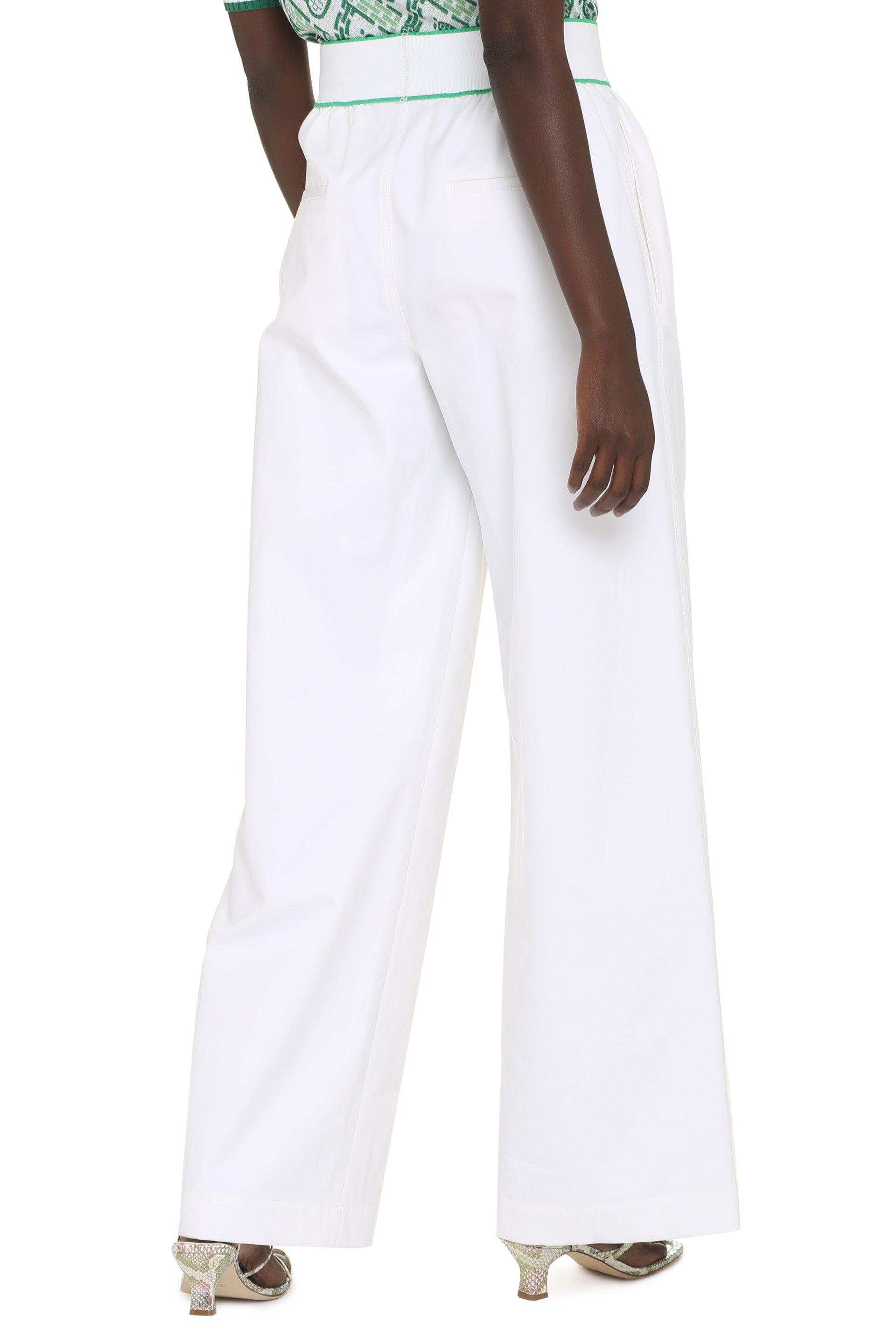 Bottega Veneta Women's Wide-Leg Trousers in White