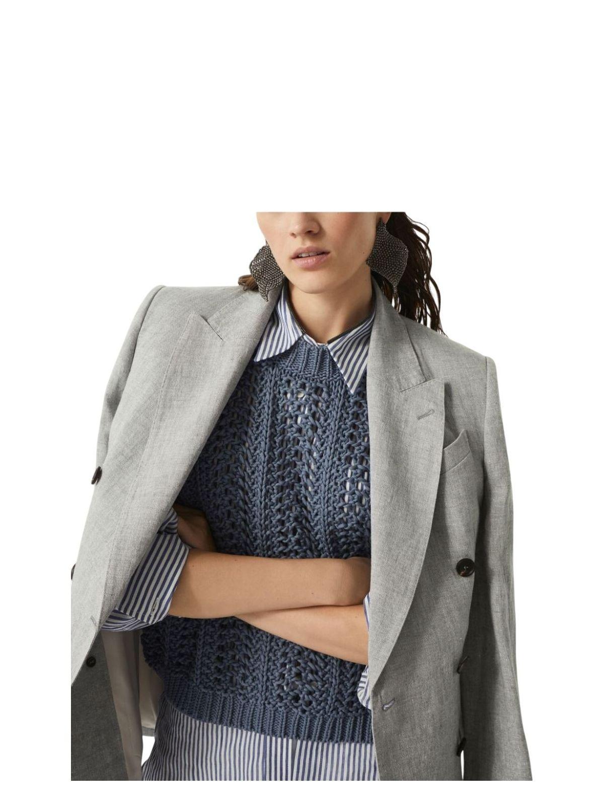 Brunello Cucinelli Women's Double-Breasted Jacket in Light Grey