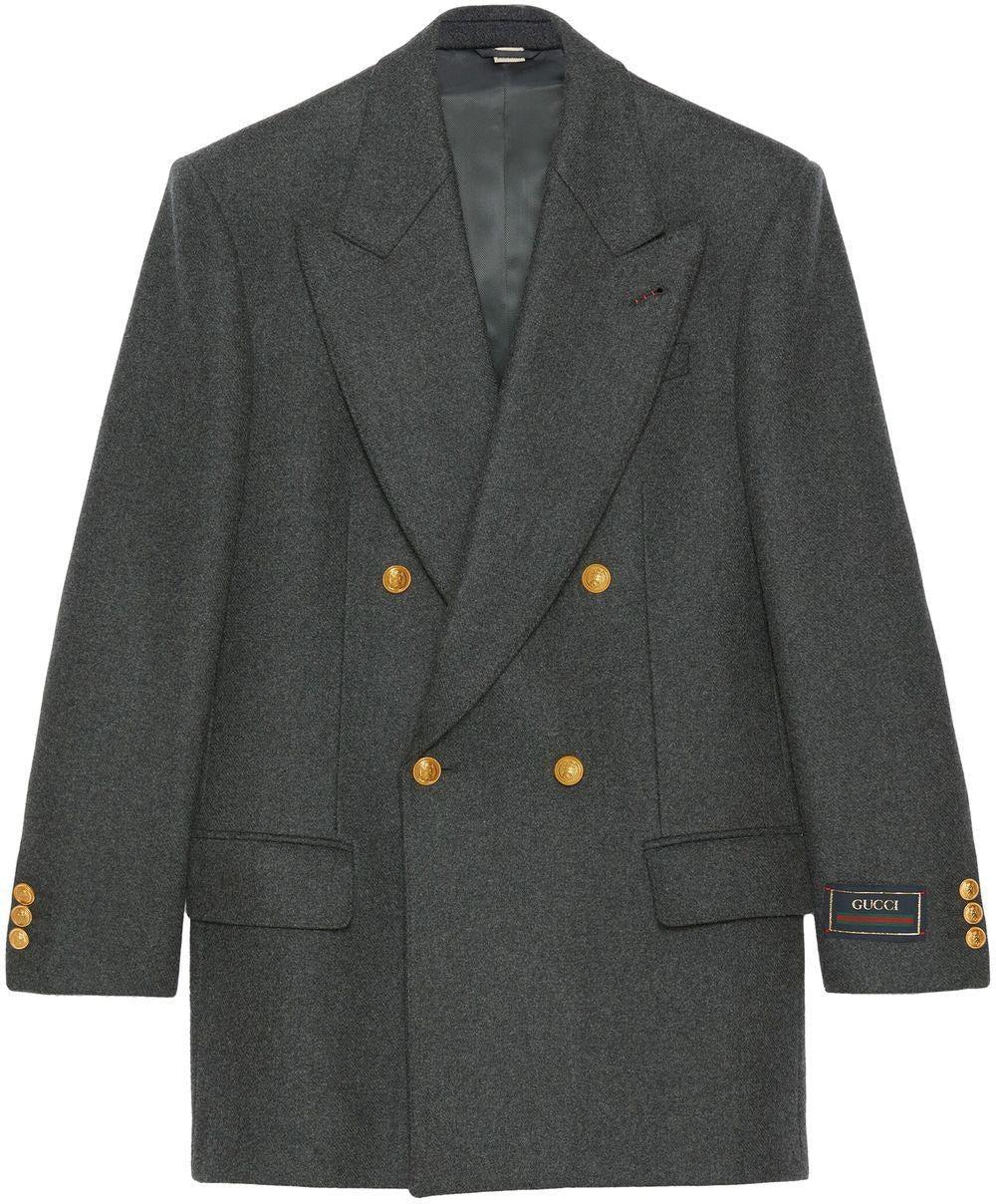 Gucci Men's Fo Jacket Wool Cashmere Heavy Double in Darkgrey