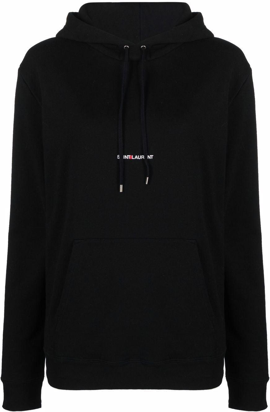 Saint Laurent Women's Cotton Hoodie and Sweatshirt in Black