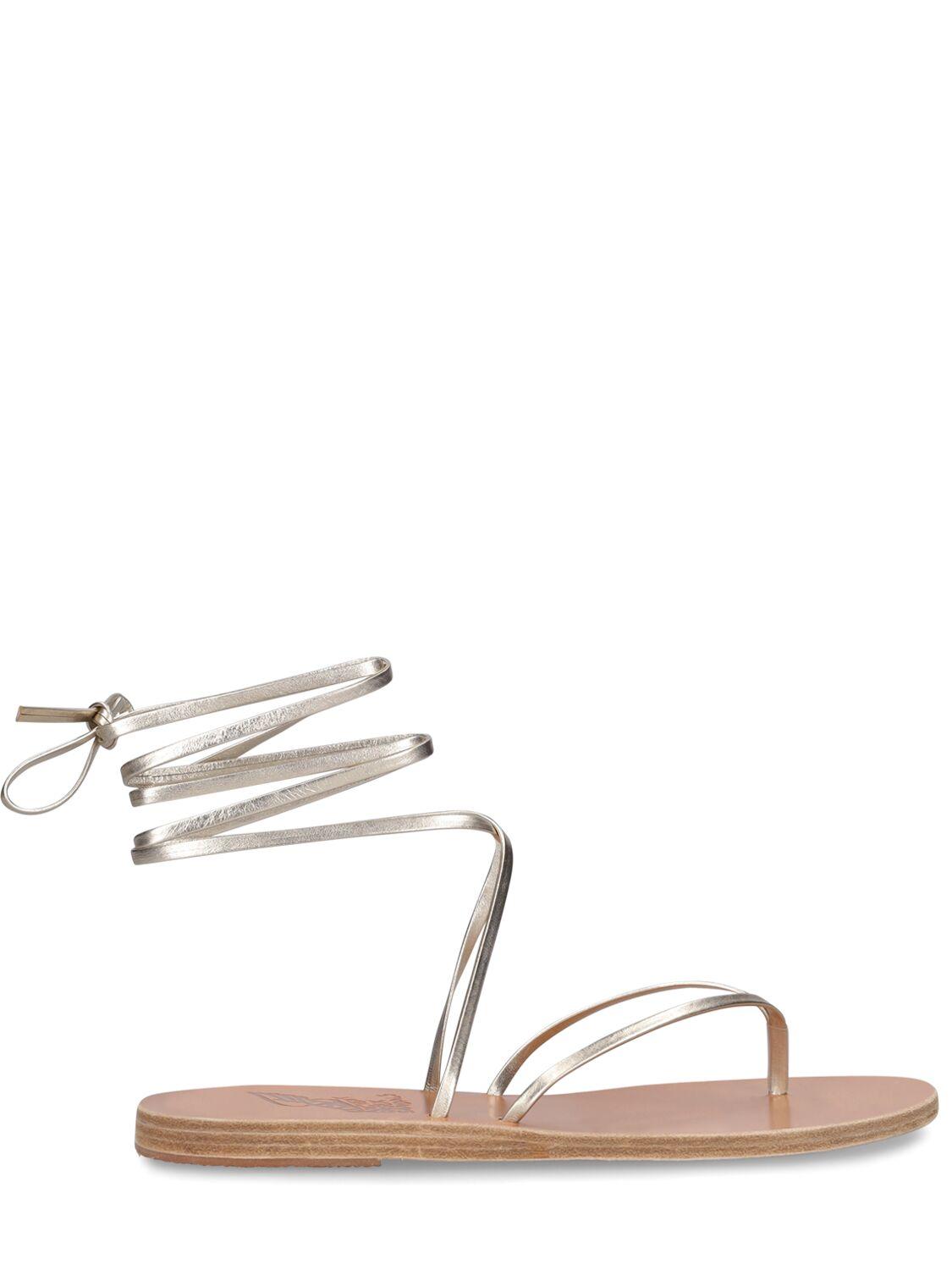 ANCIENT GREEK SANDALS Celia Metallic Leather Flat Sandals