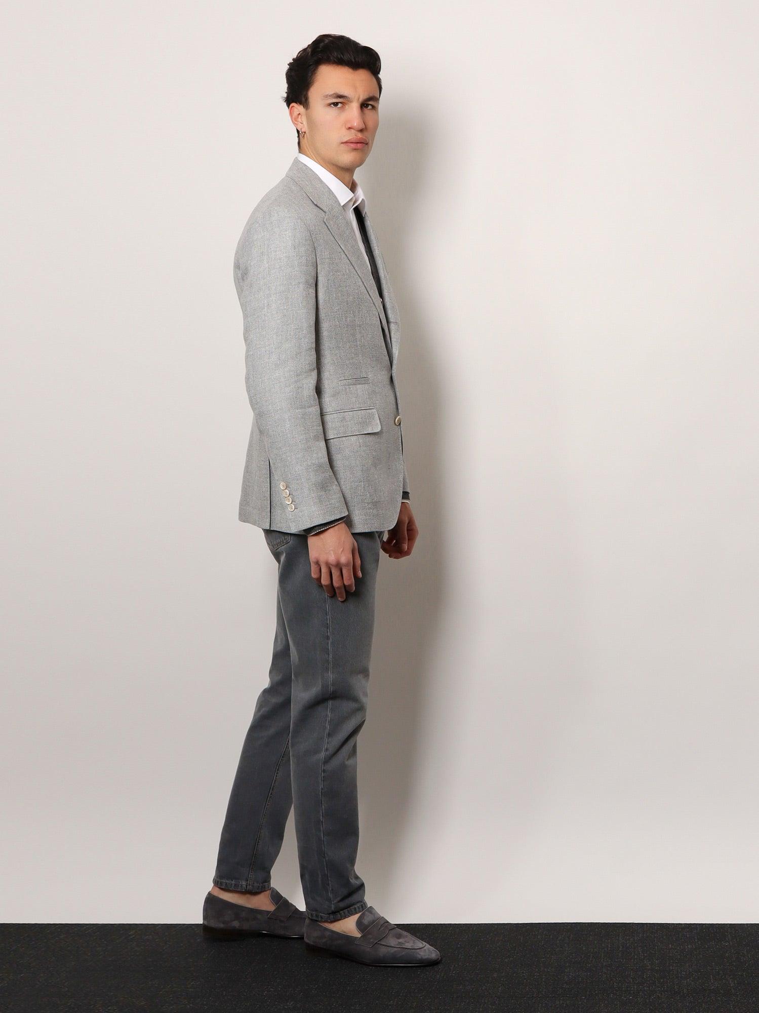 BRUNELLO CUCINELLI Single-breasted linen blend blazer