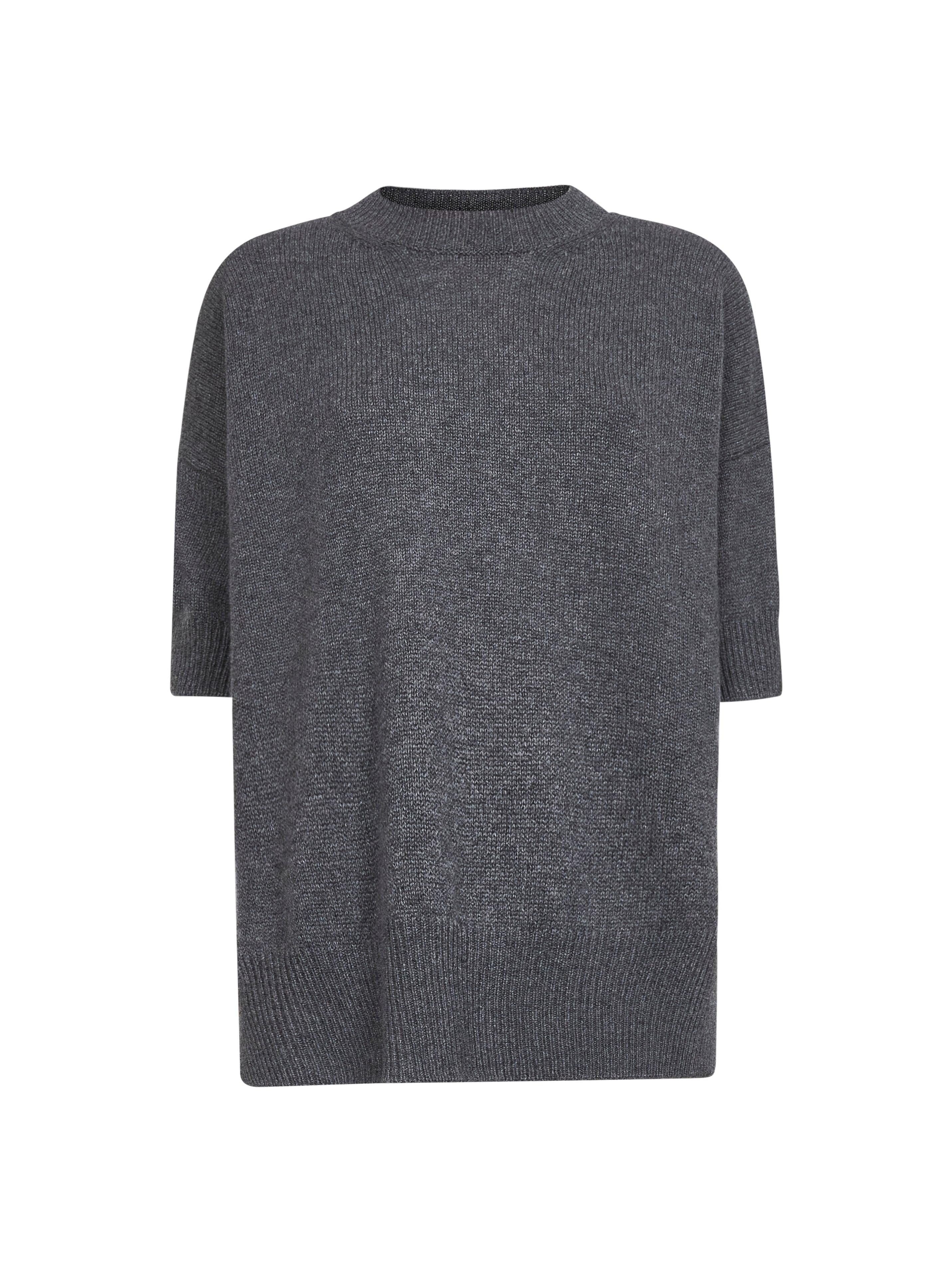 JIL SANDER Grey Cashmere Short-Sleeved Sweater