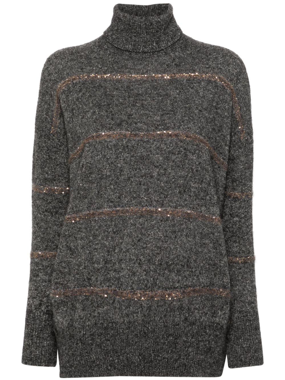 Brunello Cucinelli Women's Turtleneck Shirt in Grey