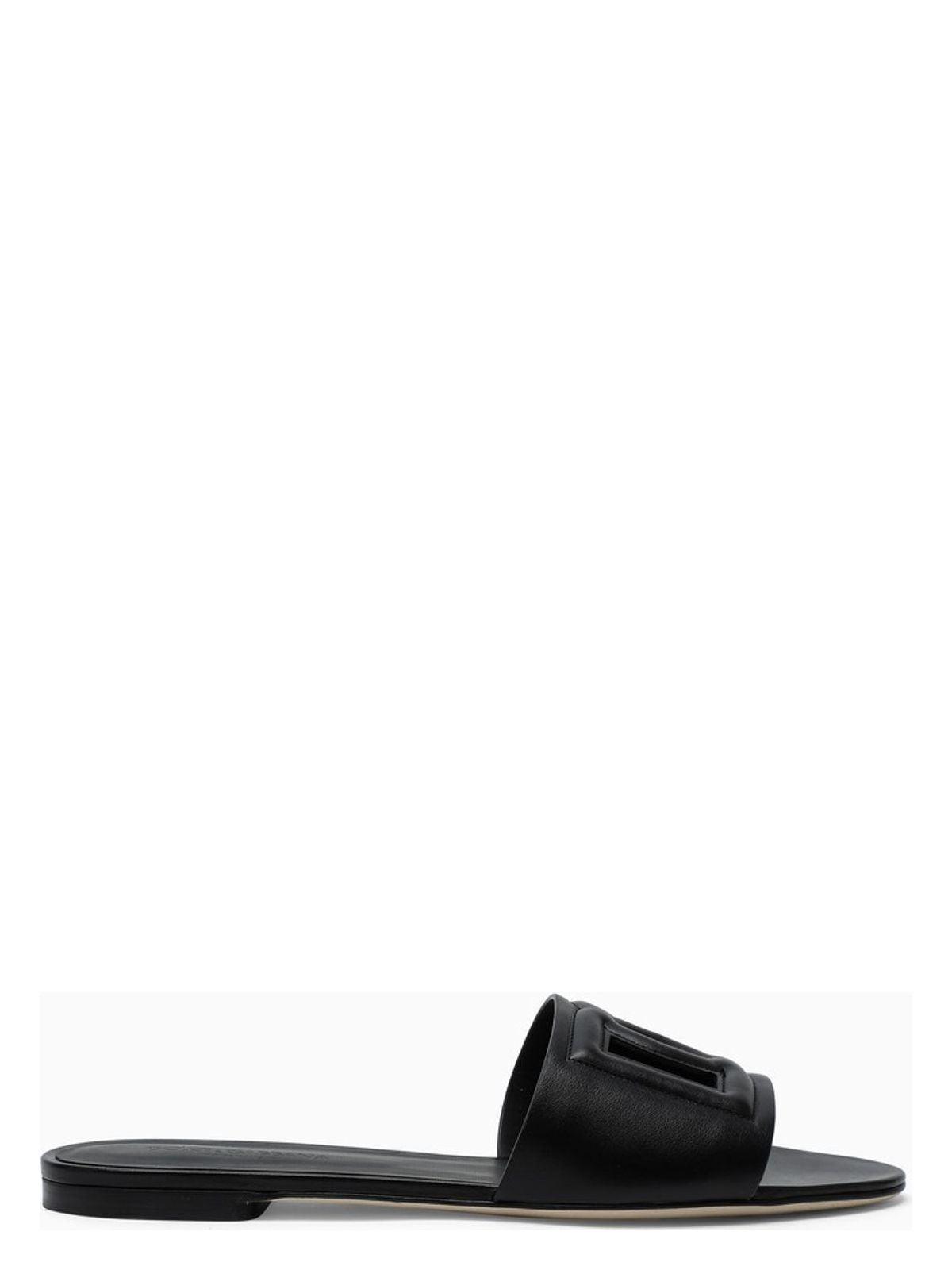 Dolce & Gabbana Women's Leather Slipper Sandal in Black