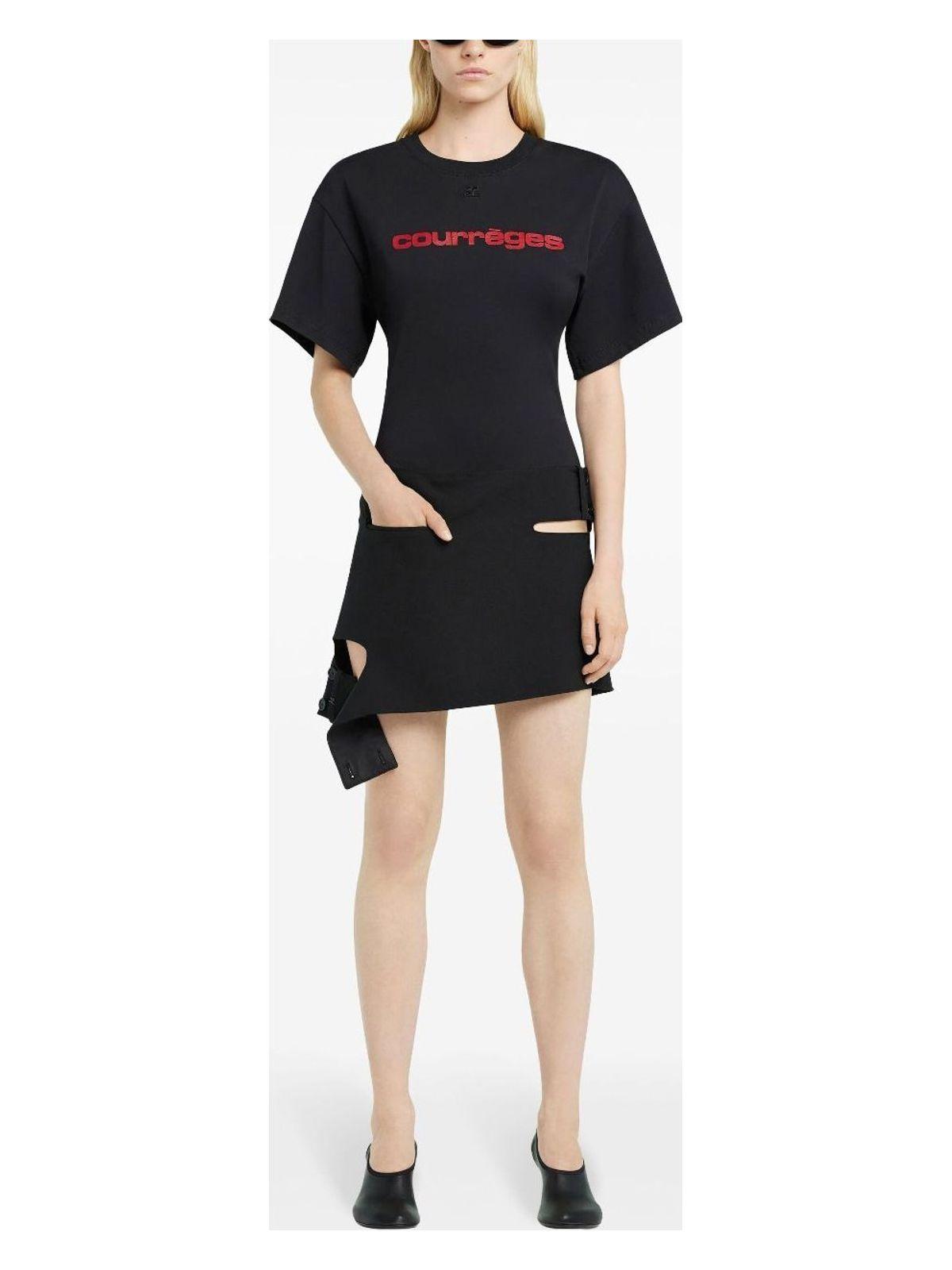 CourrÃ¨ges Women's Fitted Printed T-Shirt in Black