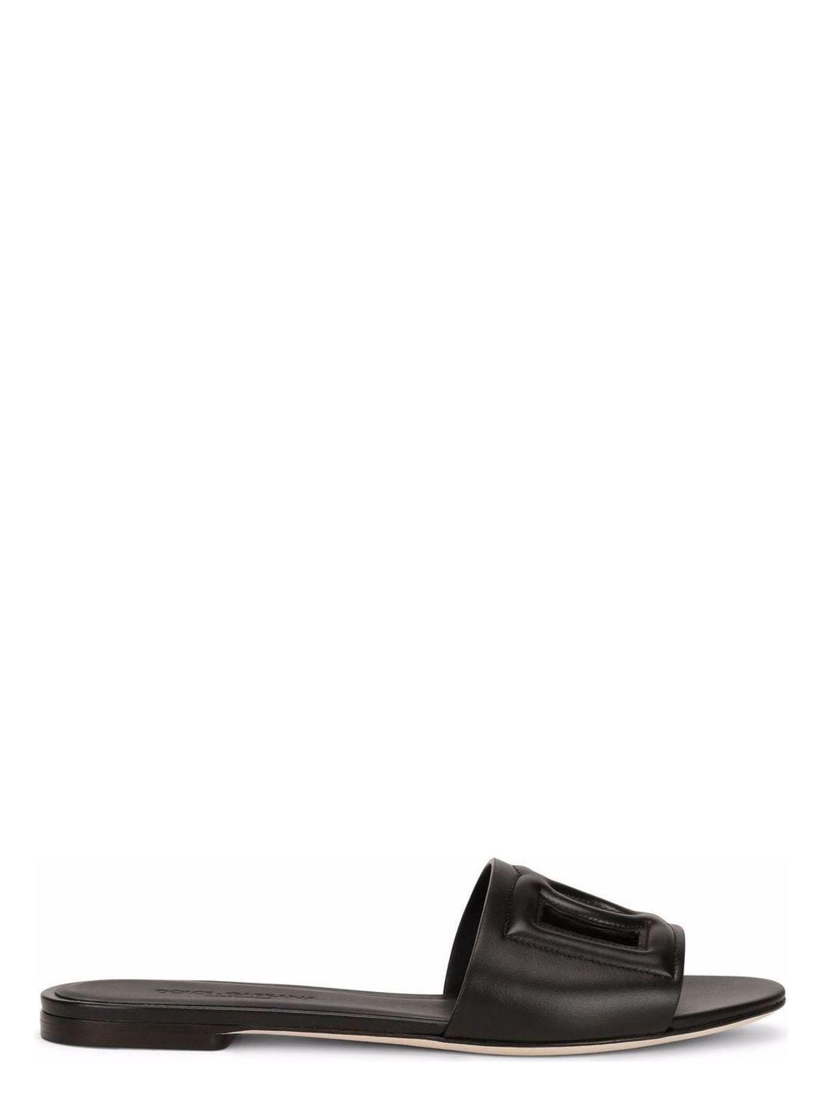 Dolce & Gabbana Women's Leather Slipper Sandal in Black