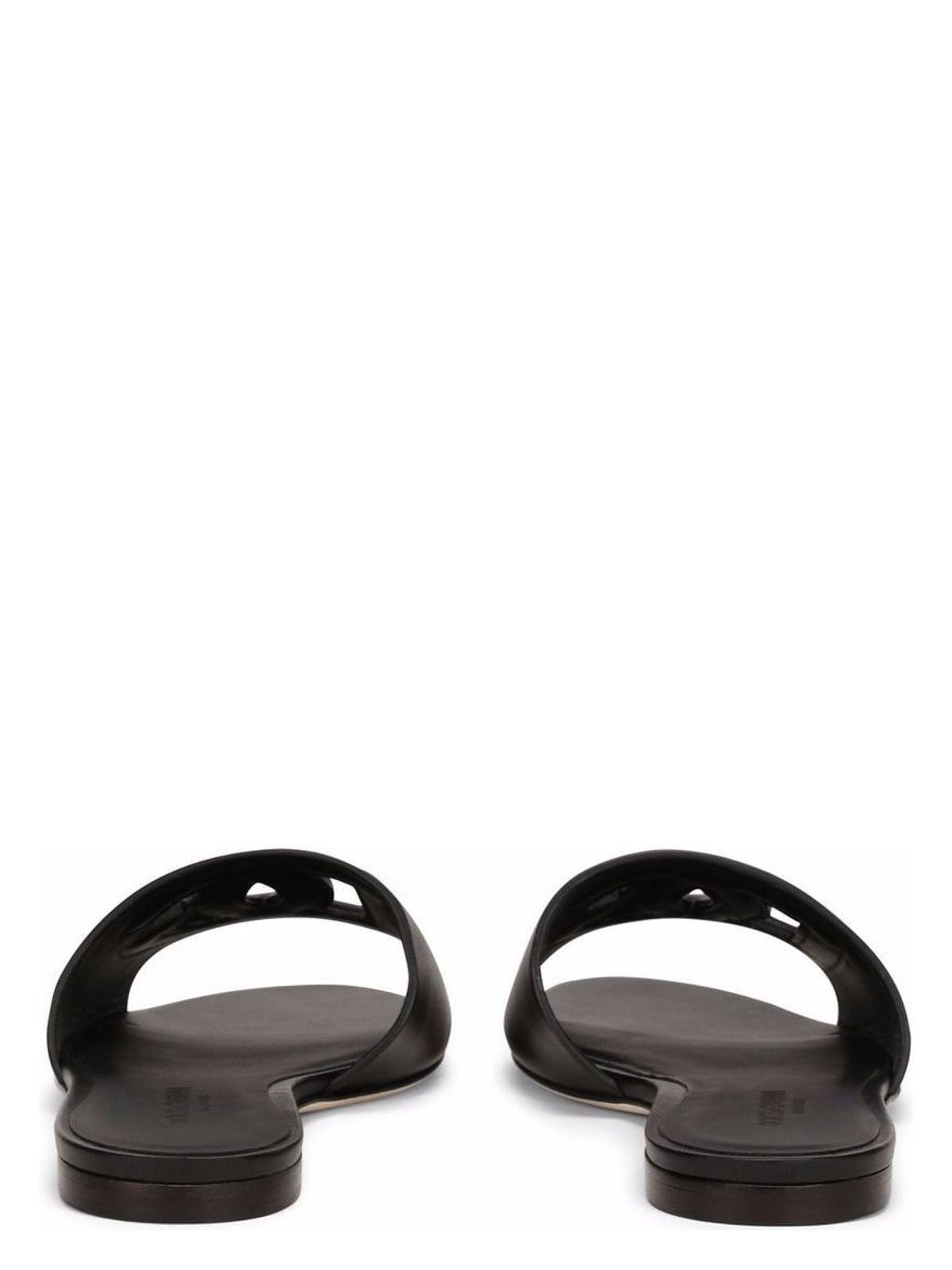 Dolce & Gabbana Women's Leather Slipper Sandal in Black