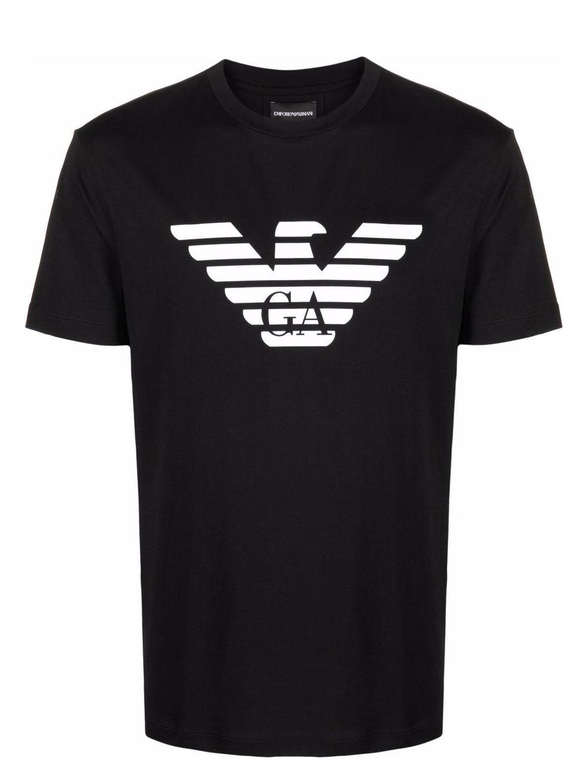 Emporio Armani Men's Logo Cotton T-Shirt in Black