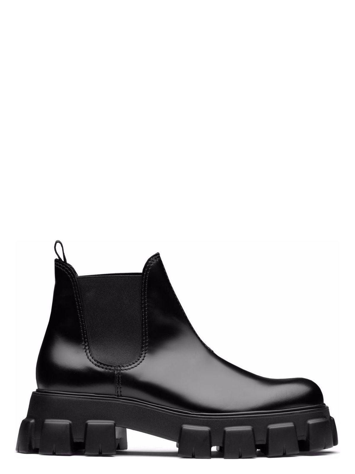 Prada Monolith Leather Ankle Boots