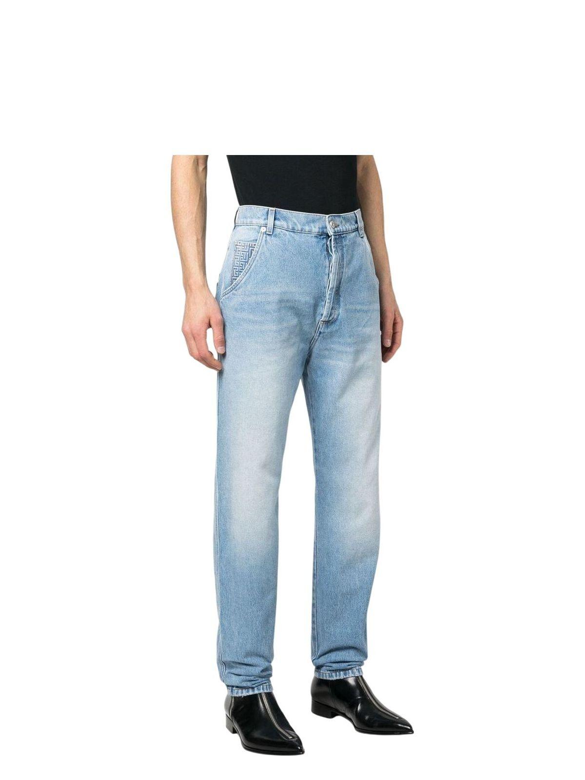 Balmain Men's Denim Jeans in Light Blue