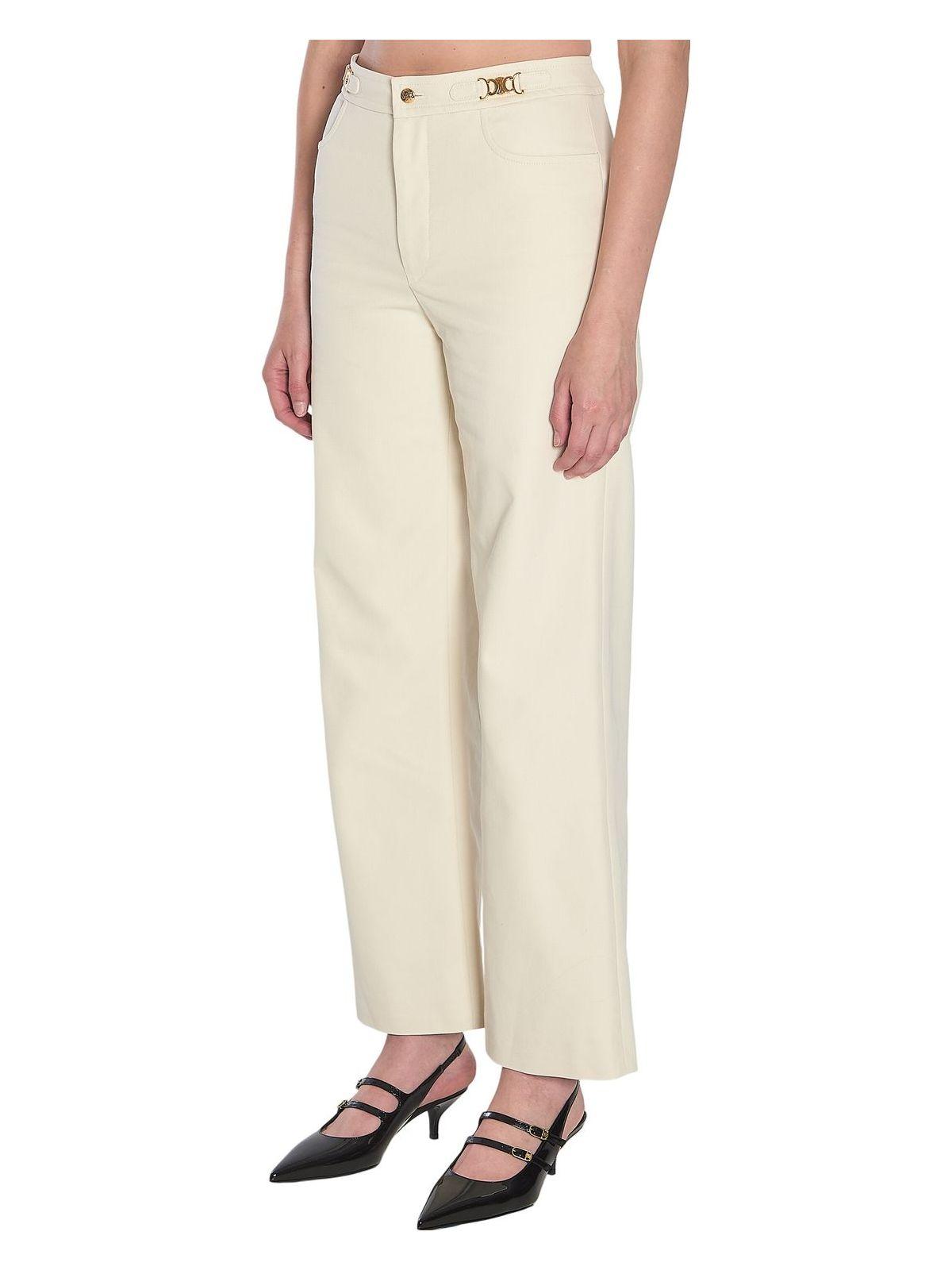 Celine Women's Triomphe Trousers in White