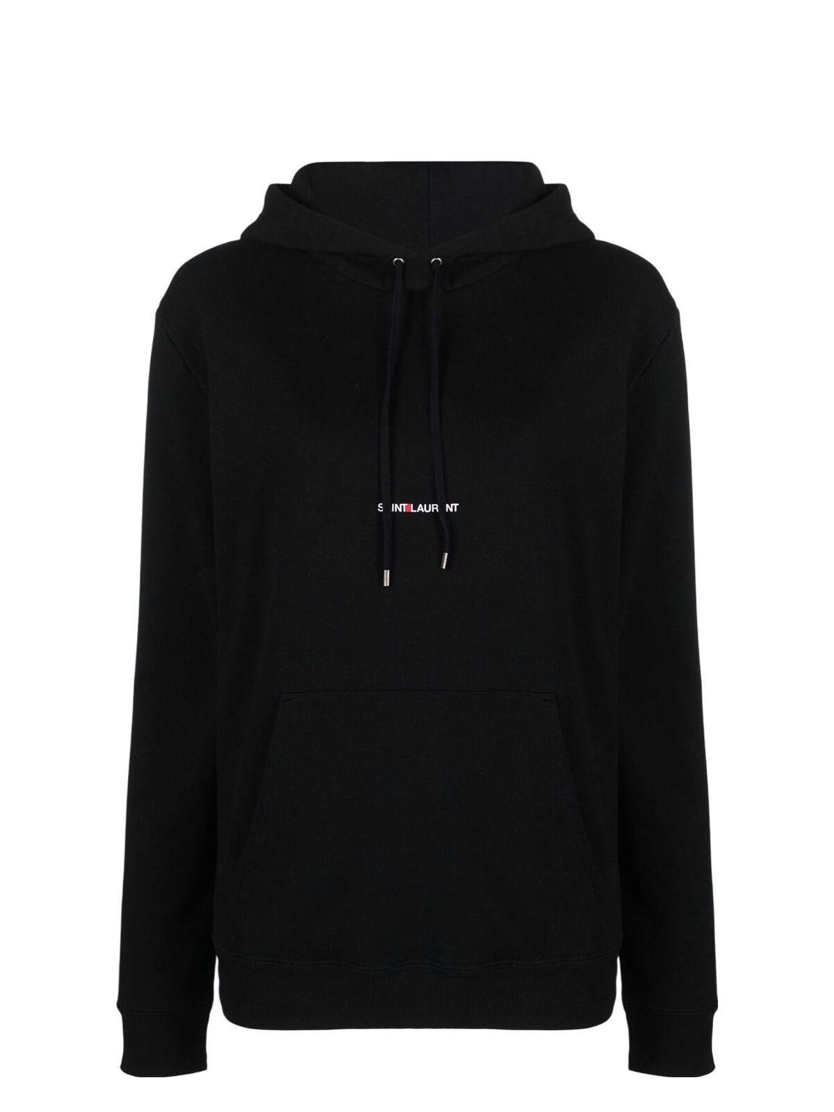 Saint Laurent Women's Cotton Hoodie and Sweatshirt in Black