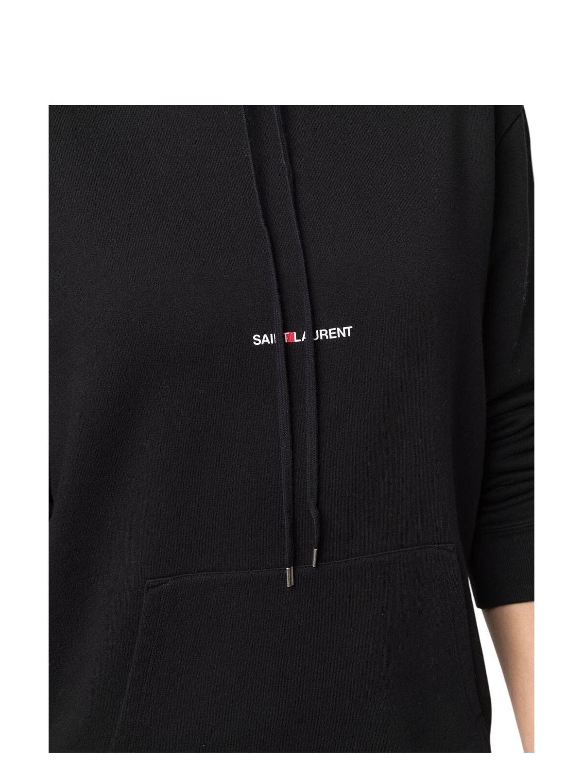 Saint Laurent Women's Cotton Hoodie and Sweatshirt in Black