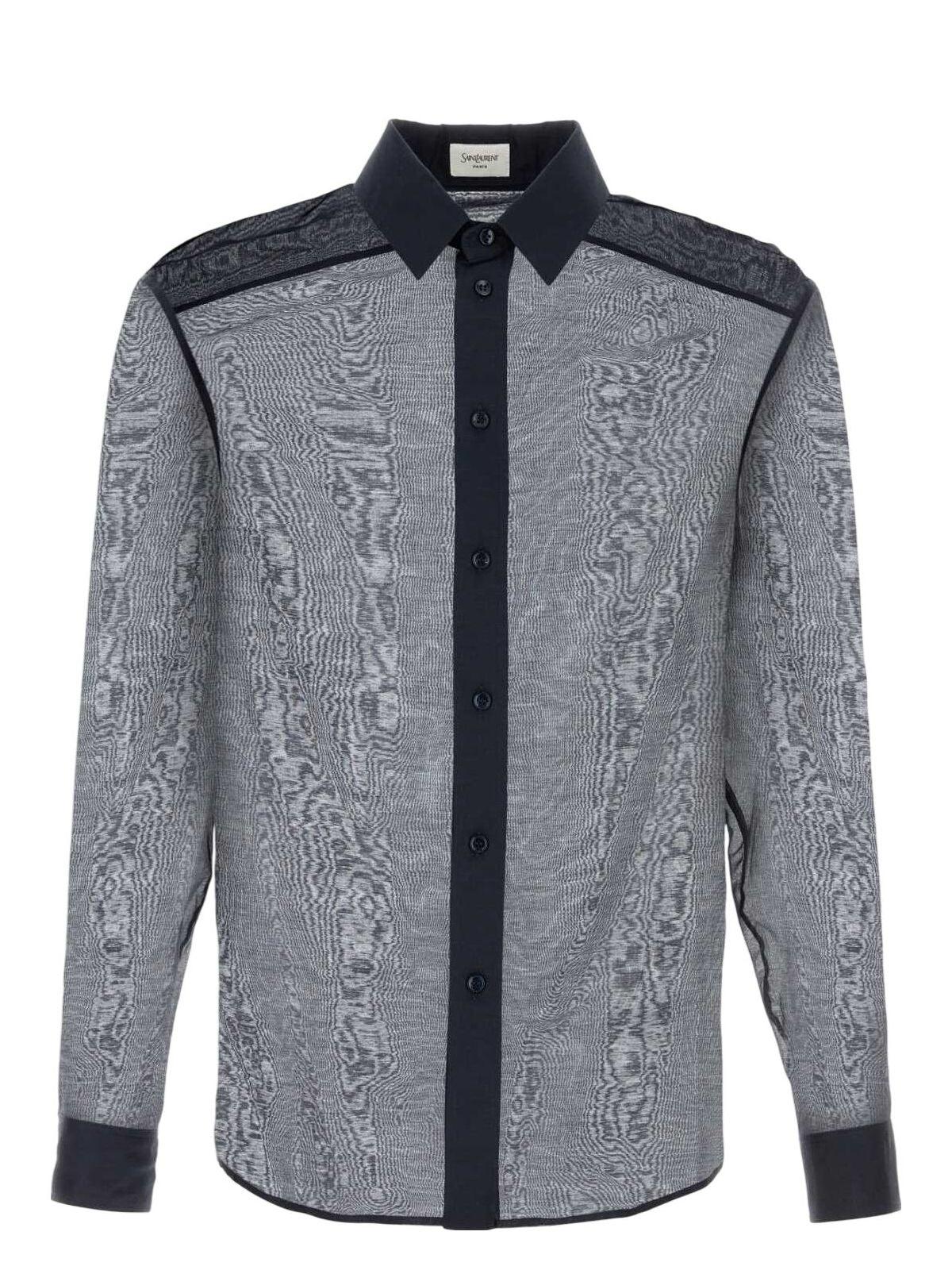 Saint Laurent Men's Silk and Cotton Blend Shirts in Blue