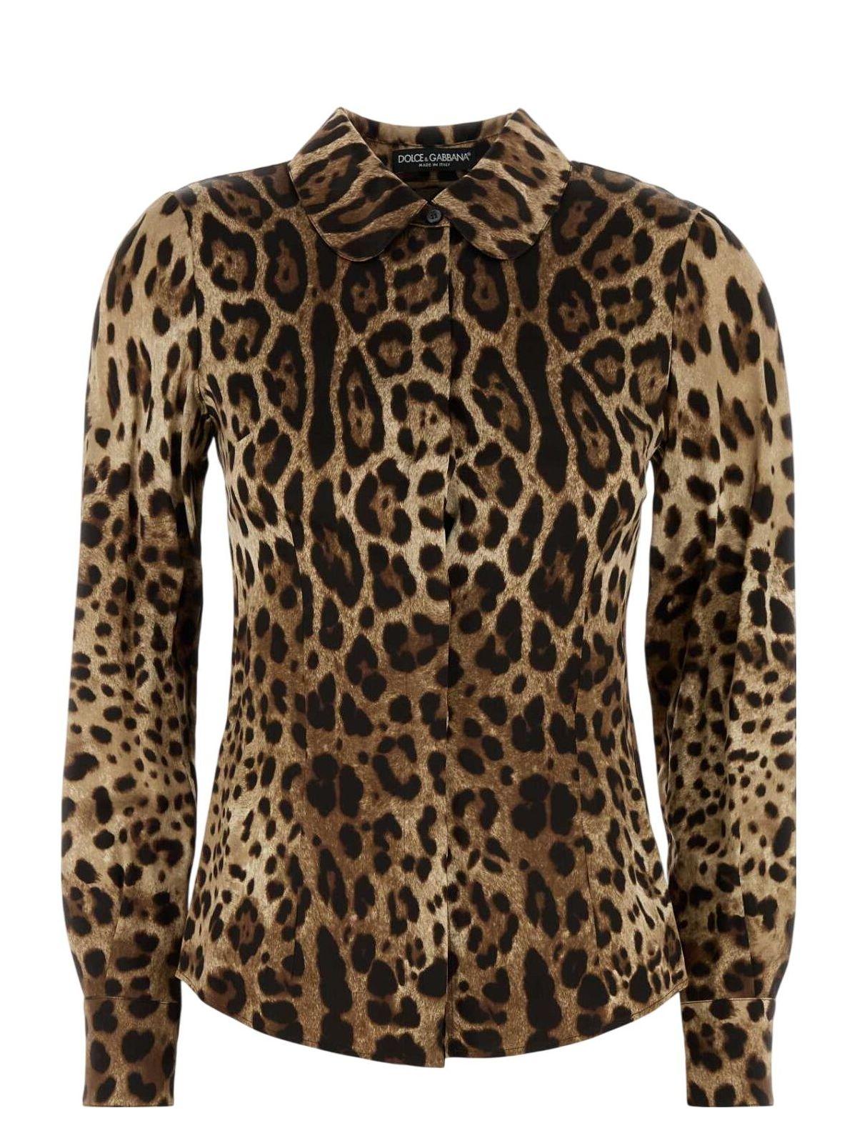 Dolce & Gabbana Women's Printed Satin Shirt in Animal Print