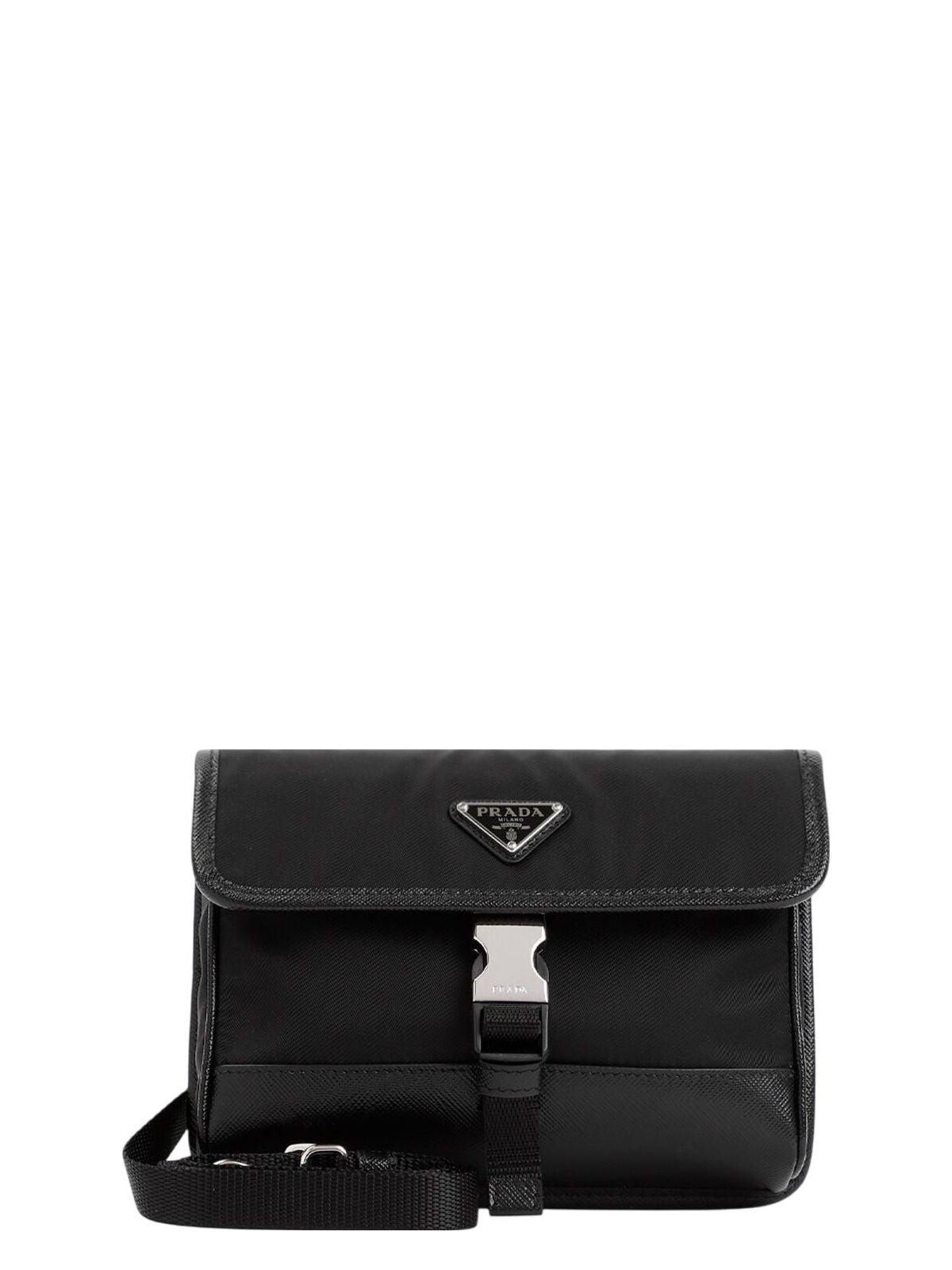 Prada Men's Re-Nylon And Saffiano Phone Holder in Black