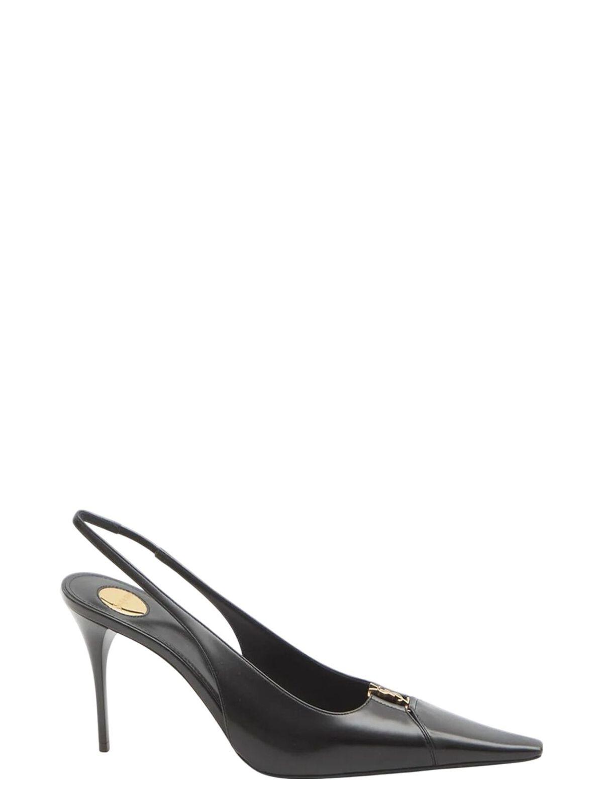 Saint Laurent Babylone Breteuil Leather Slingback Pumps in Black