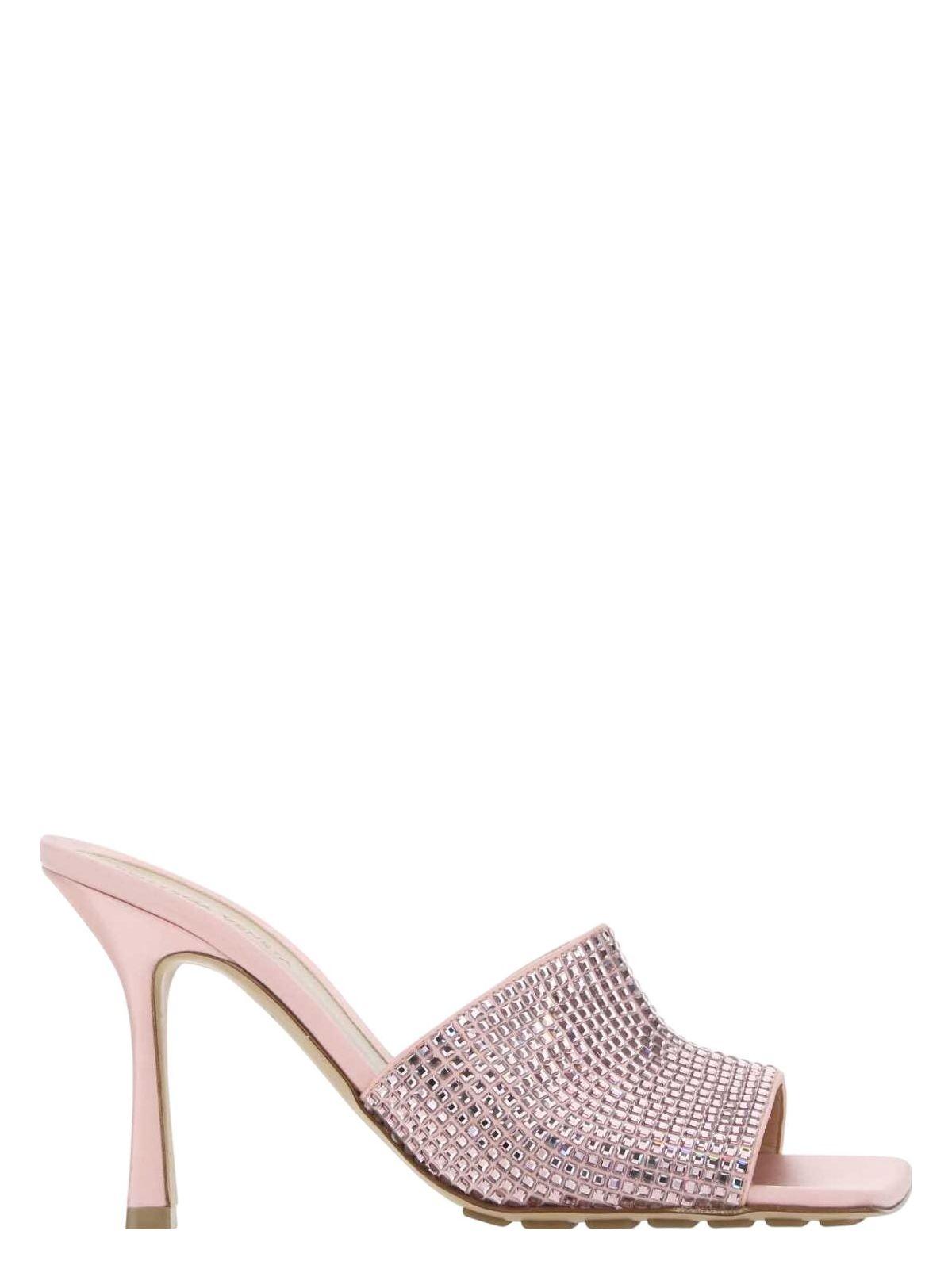 Bottega Veneta Pink Satin Stretch Mules