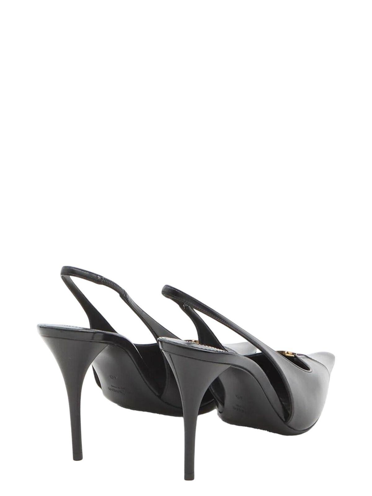 Saint Laurent Babylone Breteuil Leather Slingback Pumps in Black