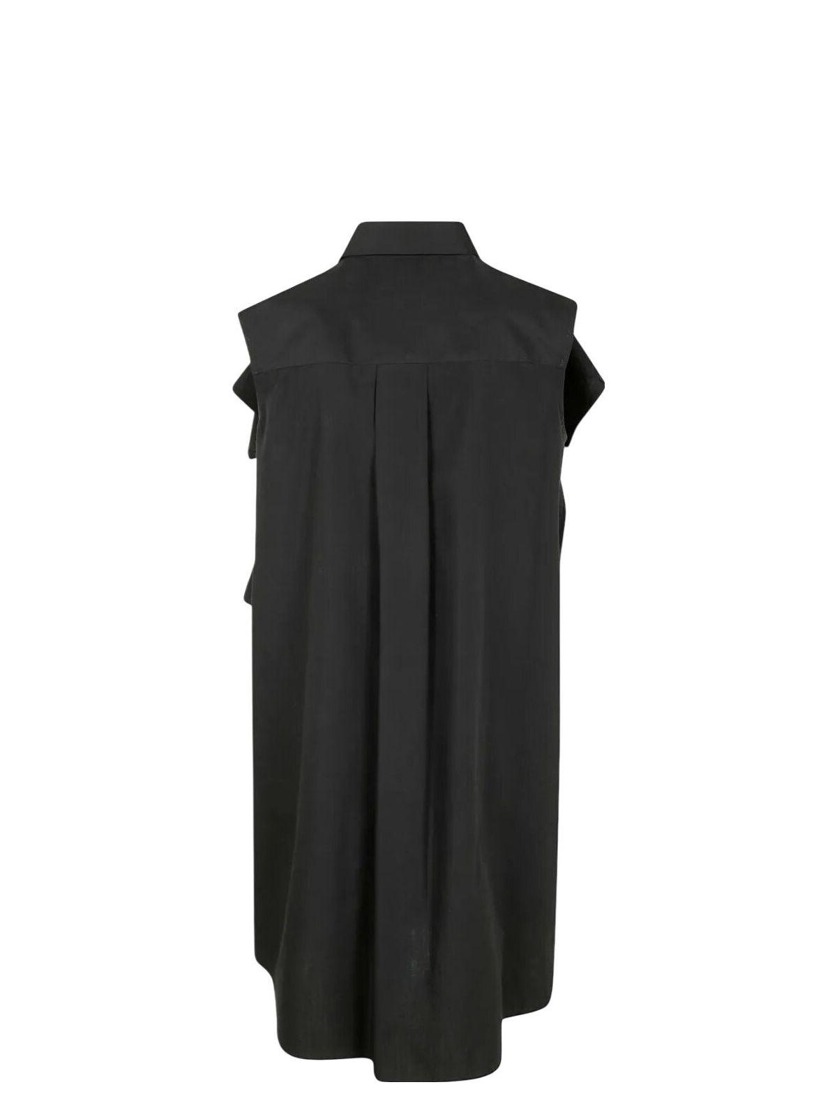 Sacai Women's Popeline Dress and Ruffle Detail Shirt Dress in Black