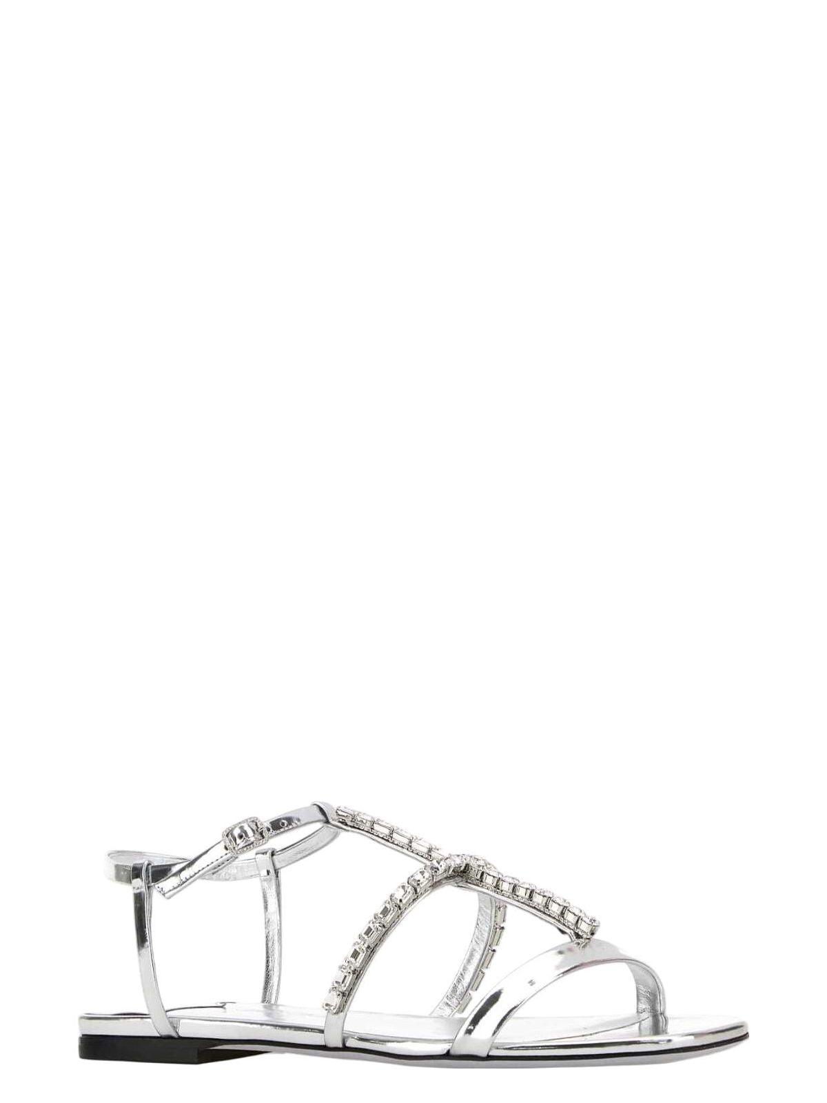 Jimmy Choo Silver Leather Gwyn Sandals