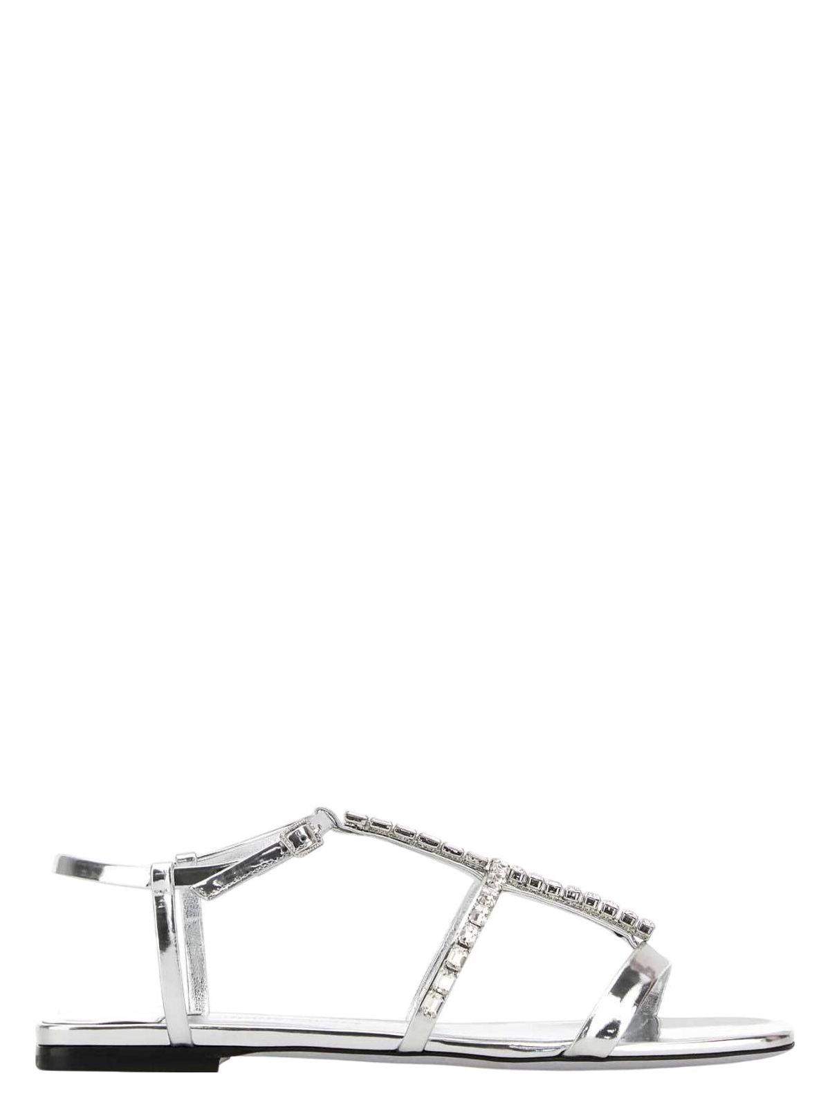 Jimmy Choo Silver Leather Gwyn Sandals
