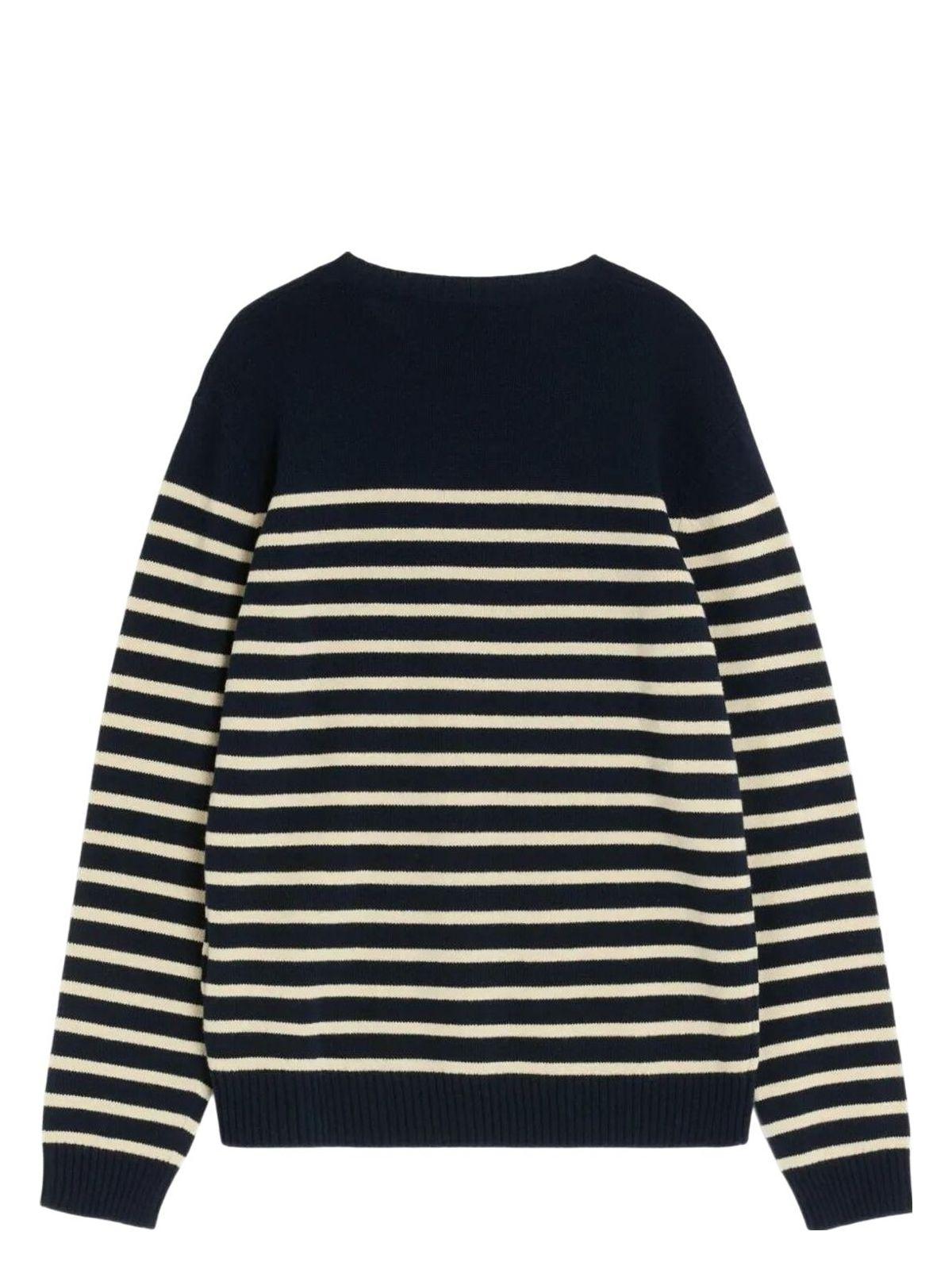 Valentino Men's Sweater With Jacquard Pattern Chez in Blue and Black and White Wool Knitwear