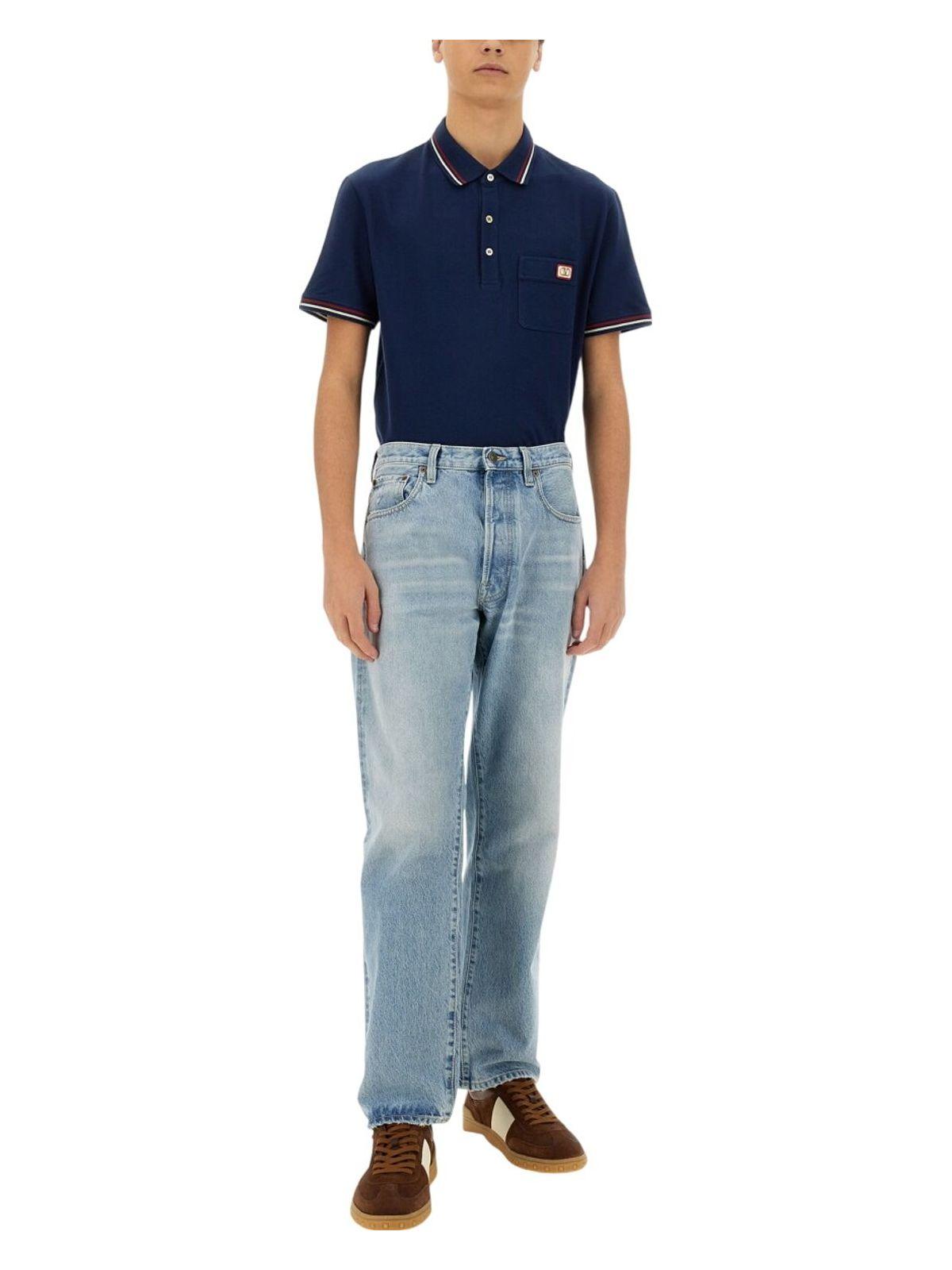 Valentino Garavani Valentino Men's Polo Shirt With Vlogo Patch in Blue