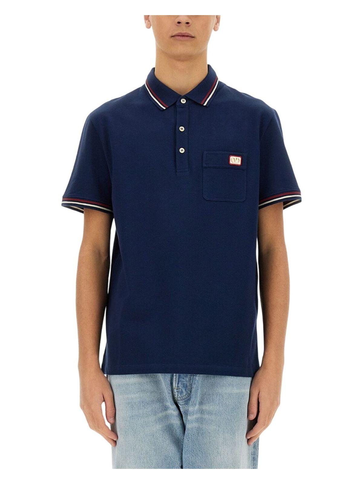 Valentino Garavani Valentino Men's Polo Shirt With Vlogo Patch in Blue